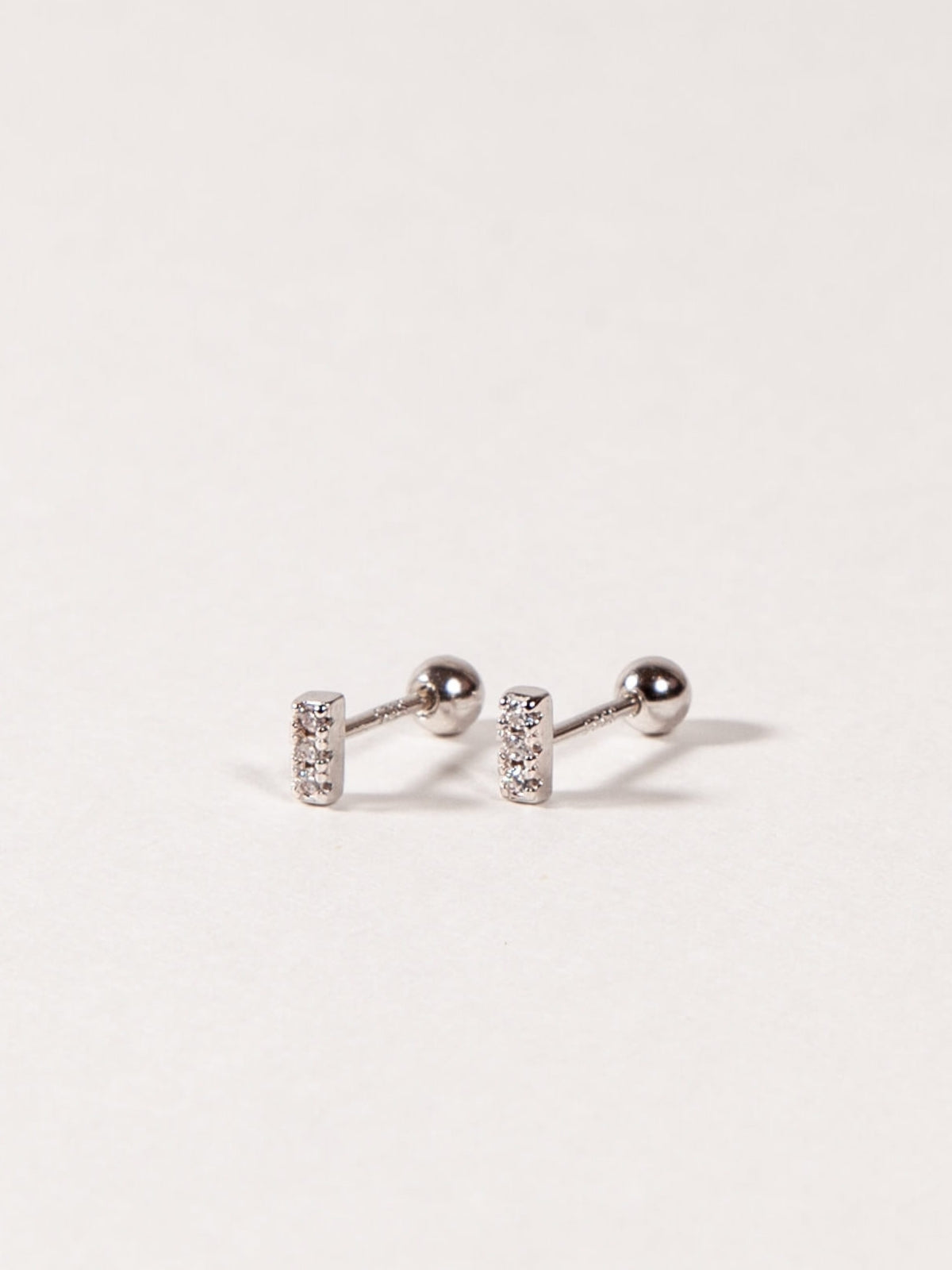 Mini Pave Bar Studs with Ball Backs