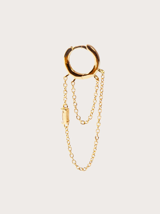 Chain Huggies with Baguette CZ Stone