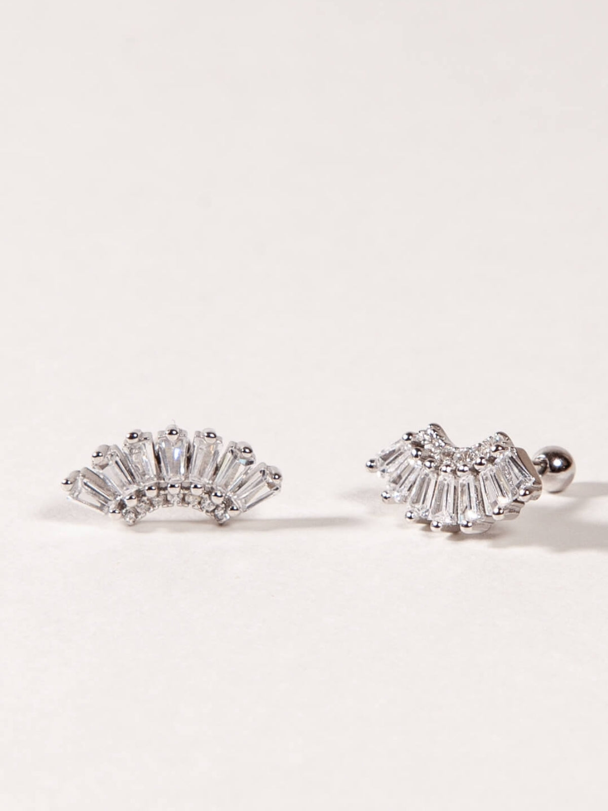 Crown Baguette Studs with Ball Back