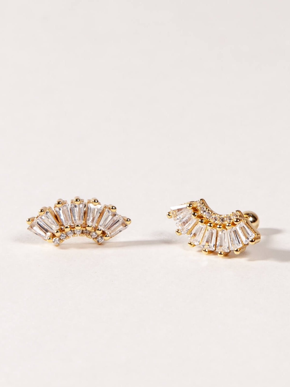 Crown Baguette Studs with Ball Back
