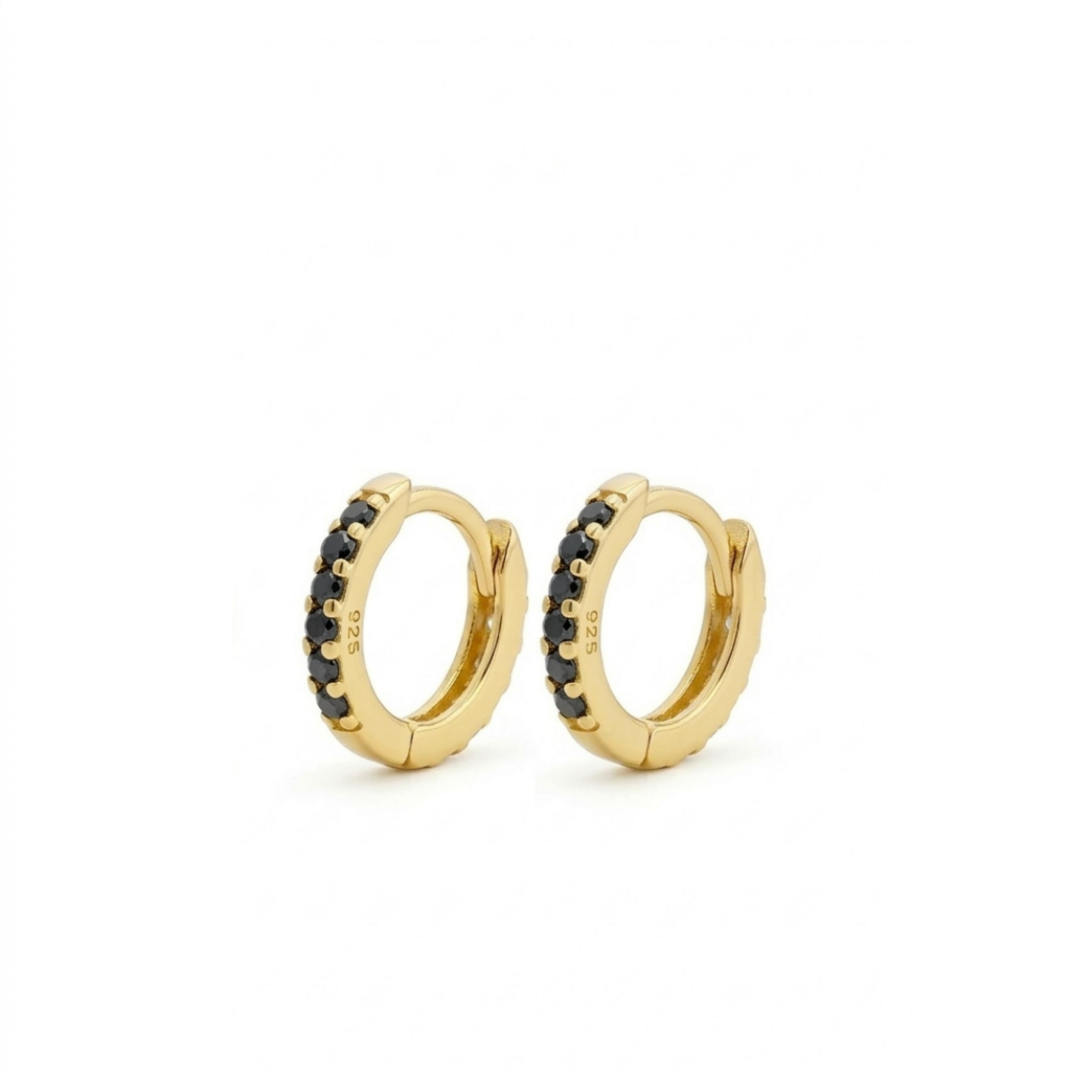 Tiny Black Pave Huggies