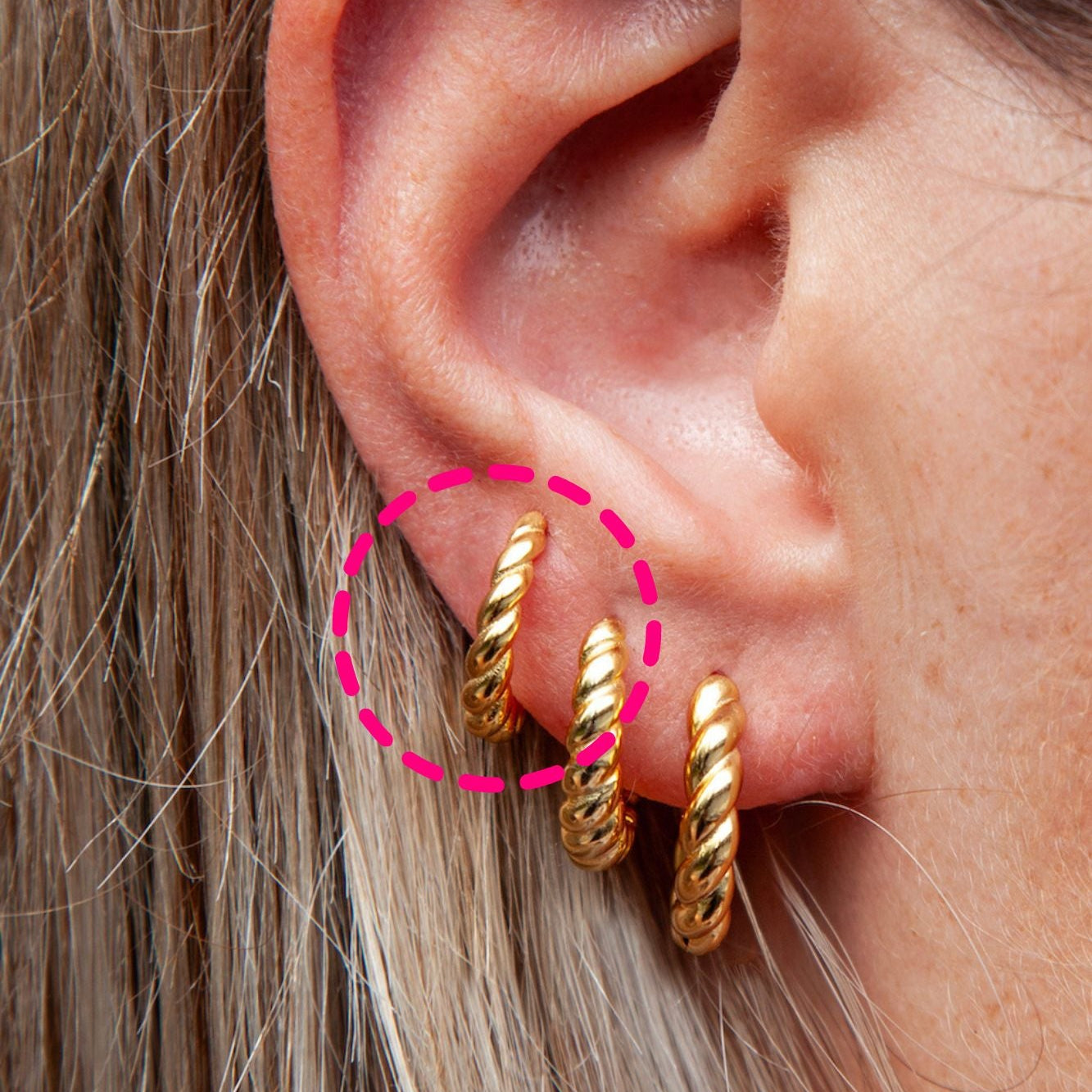 closeup ear stack