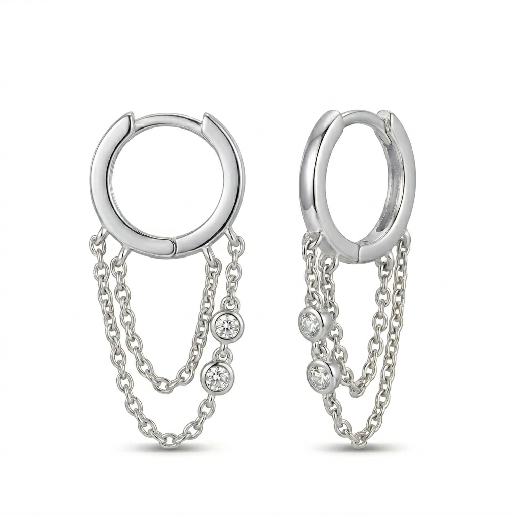 Chain Huggies with Double CZ