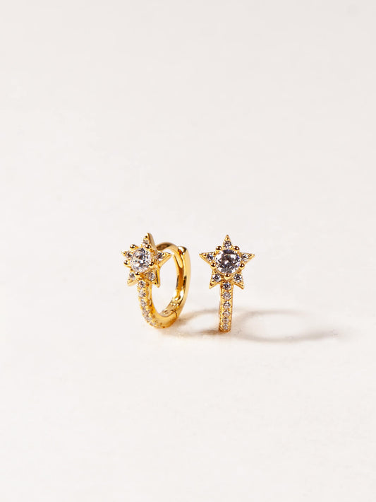 Star Huggies in Gold with CZ