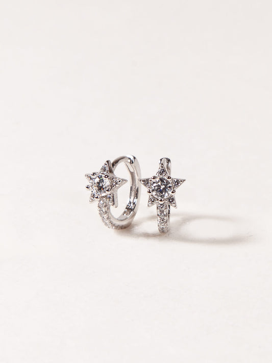 Star Huggies with CZ in Sterling Silver