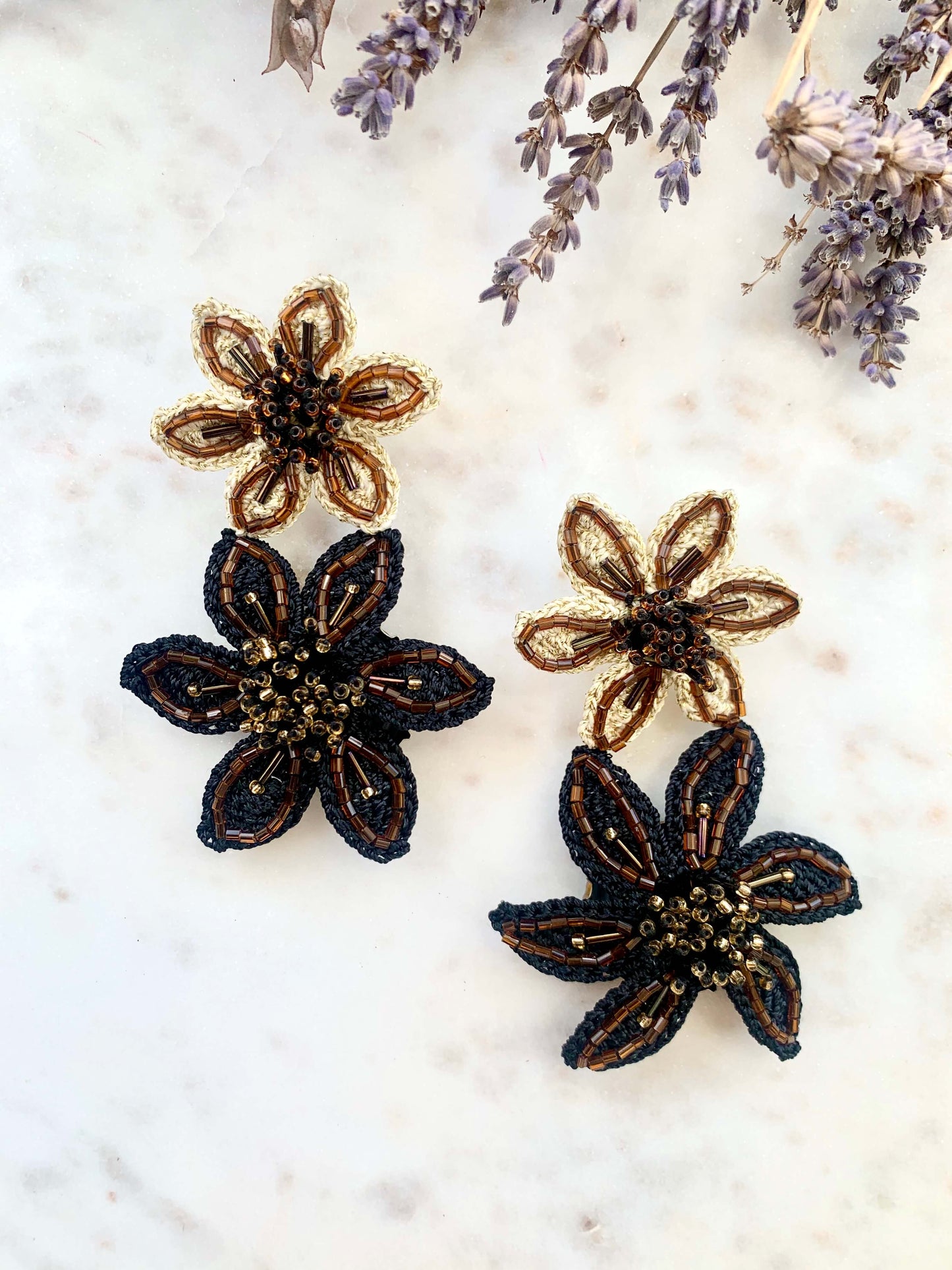 Bead Embroidery Olivia Statement Earrings by Seyyah