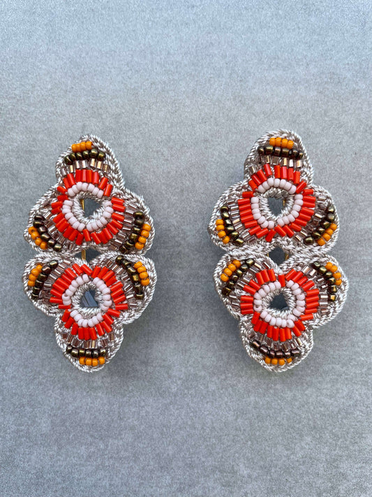 Bead Embroidery Crochet Clover Earrings by Seyyah