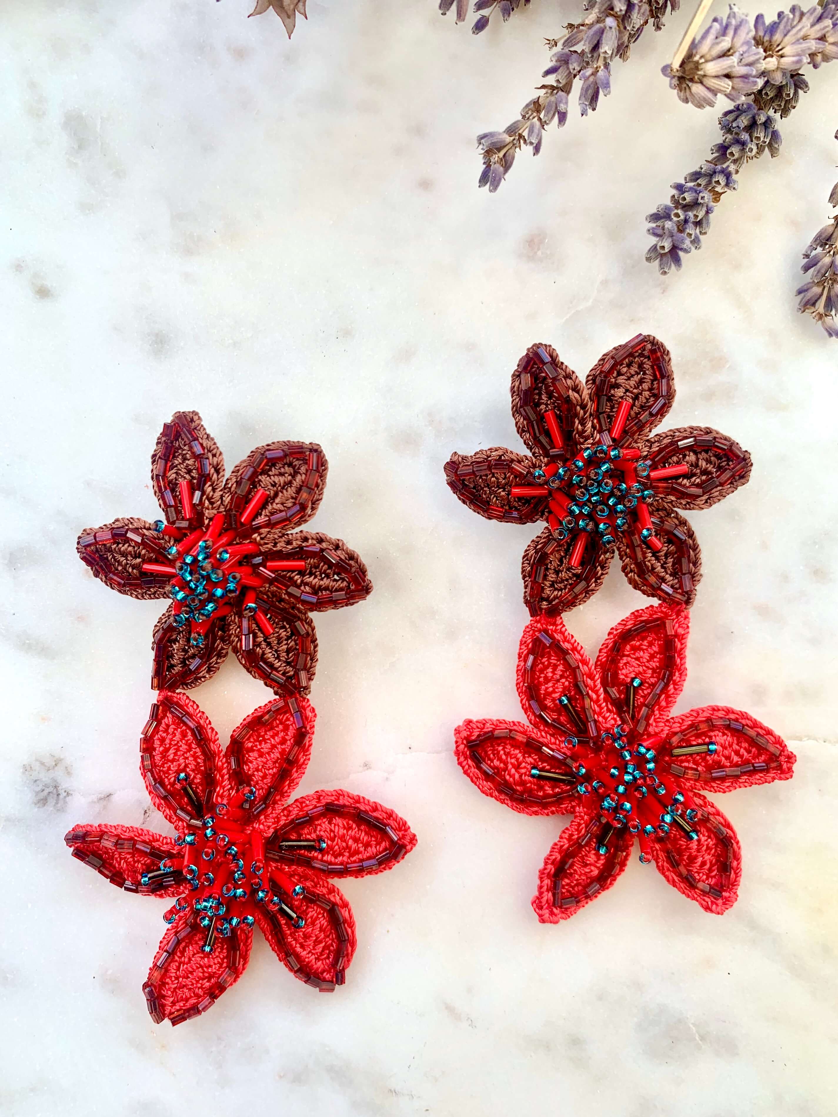 Bead Embroidery Olivia Statement Earrings by Seyyah