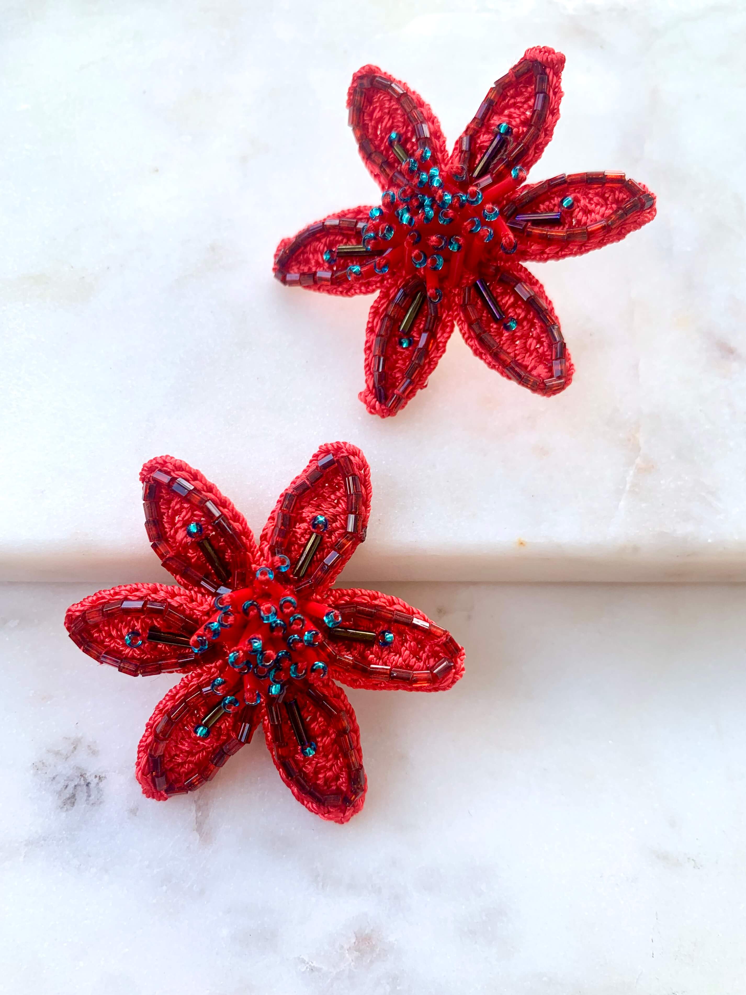 Bead Embroidery Mini Olivia Statement Earrings by Seyyah