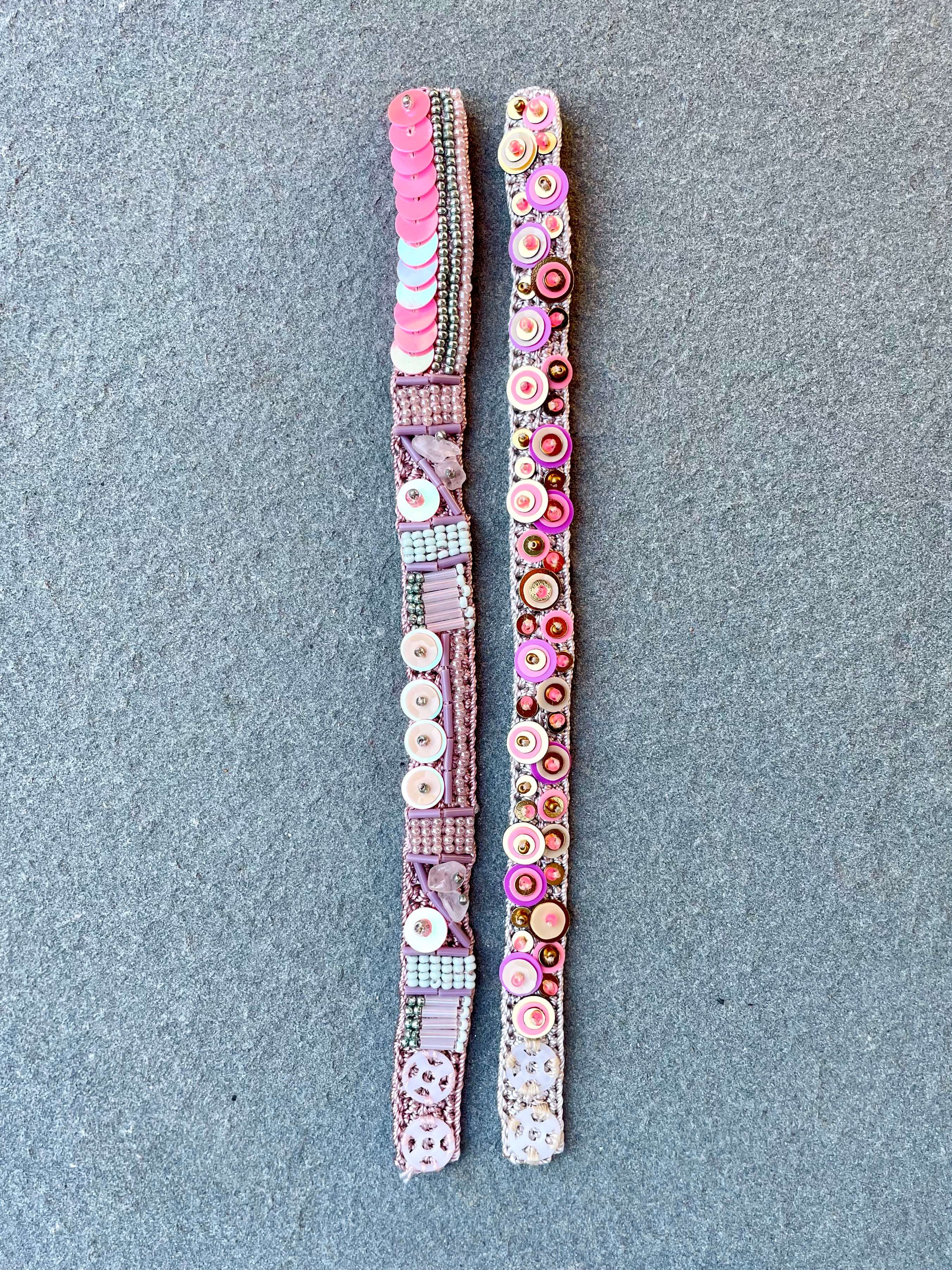 Handmade Bead and Sequin Embroidery Bracelets by Seyyah in Blush