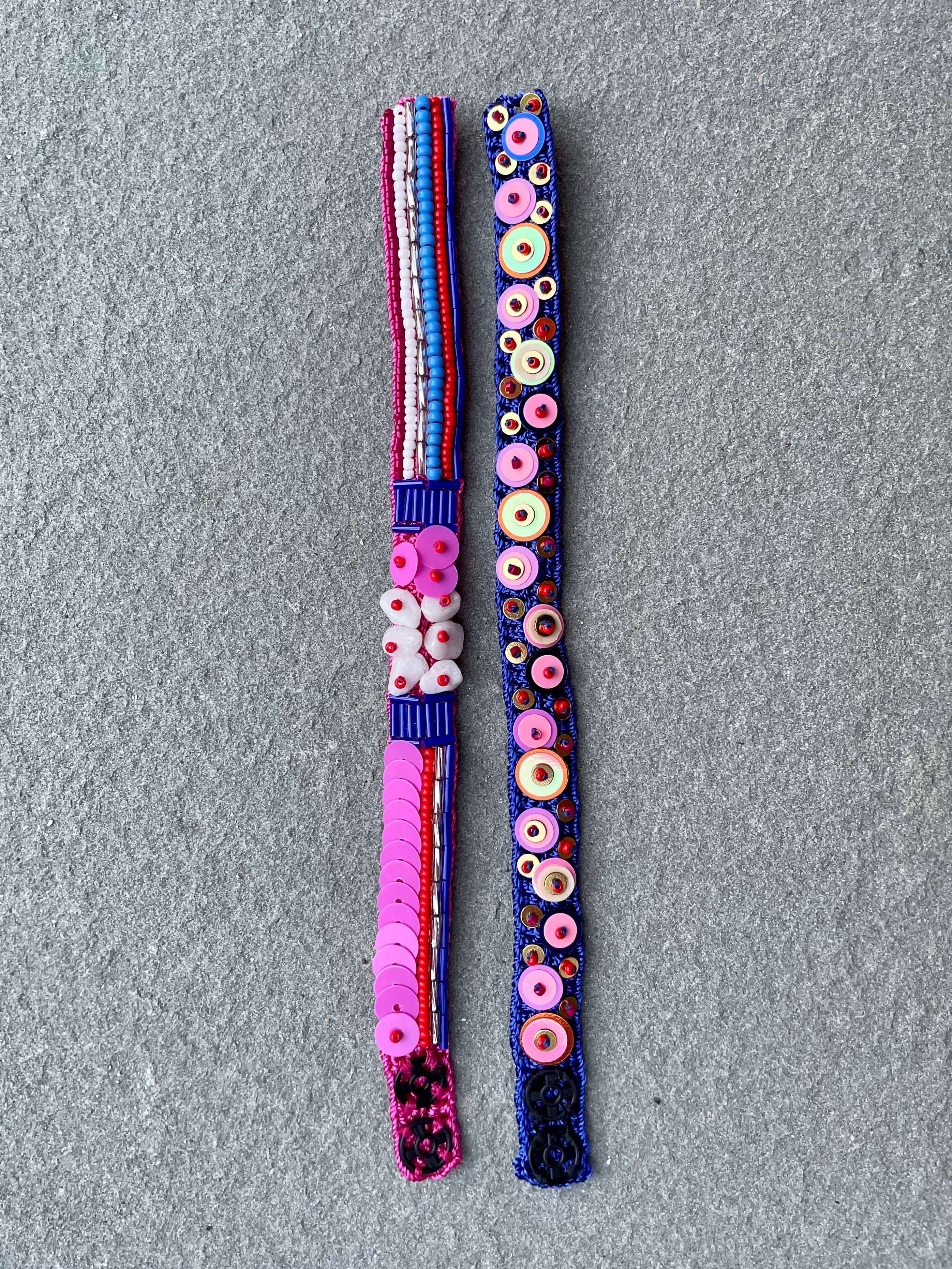 Arya Bead Embroidery Handmade Bracelet in Pink