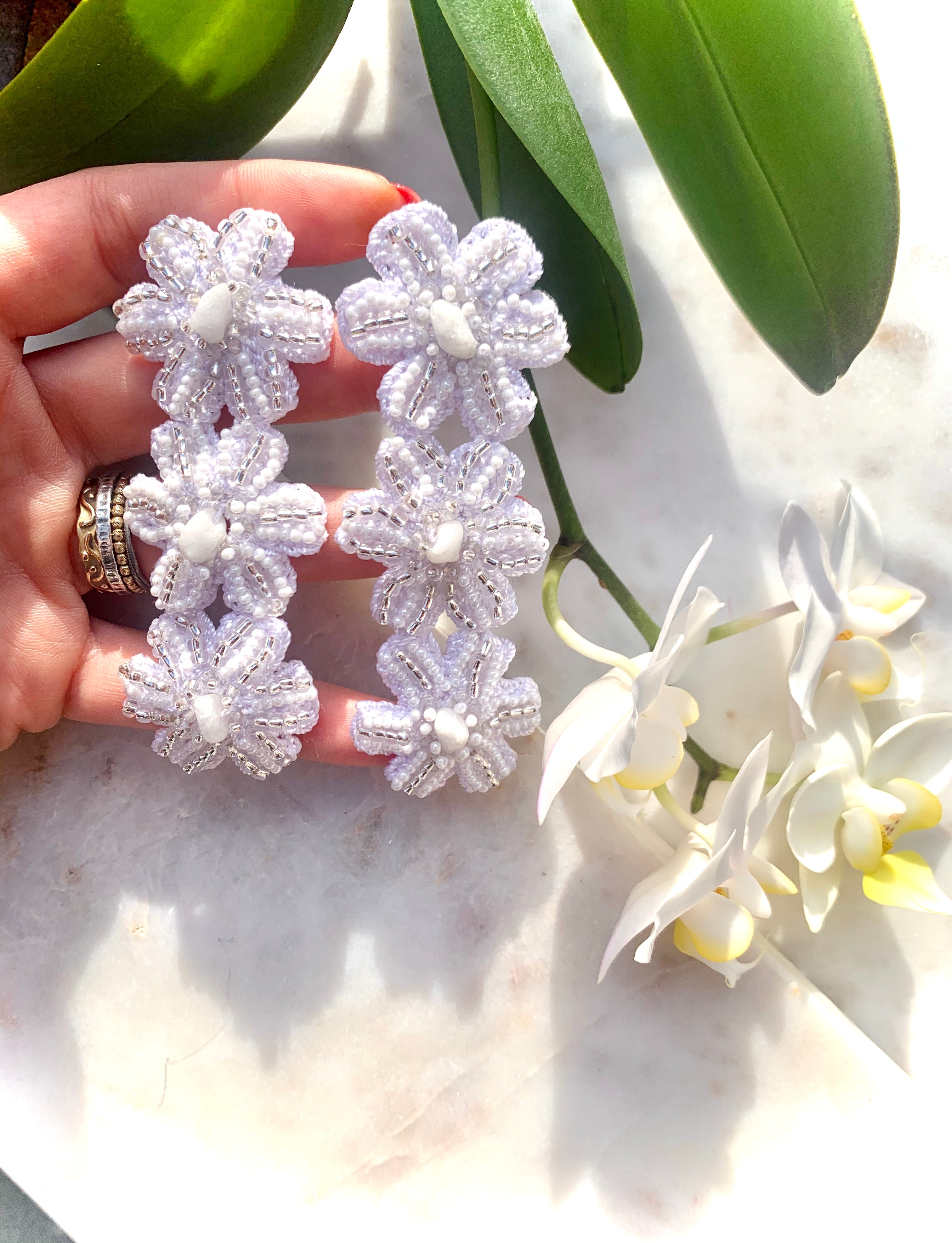 Bridal Bead Embroidery Duru Earrings by Seyyah