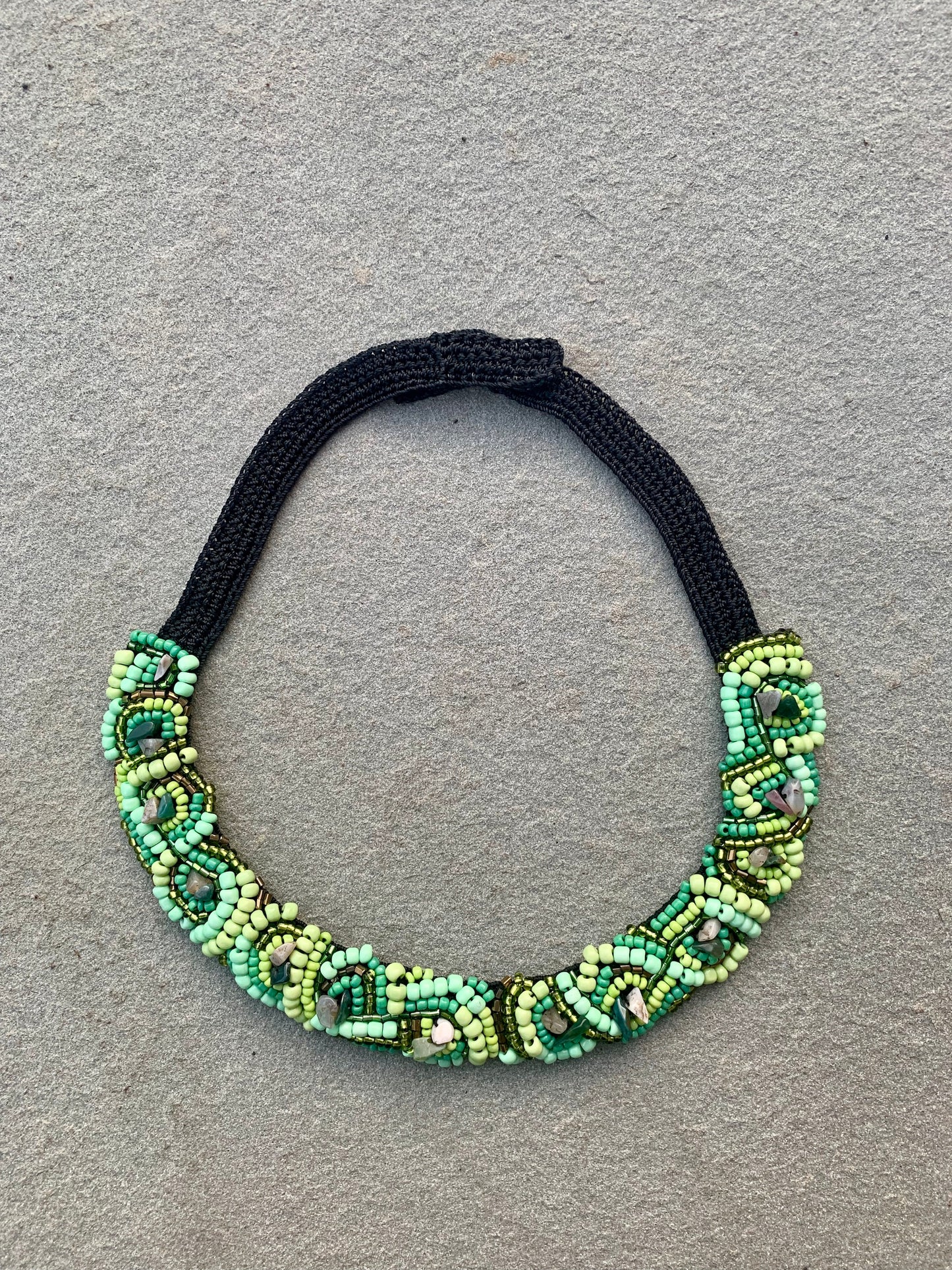 Bead Embroidery Van Gogh Necklace by Seyyah Inspired by "Vase with Pink Roses"