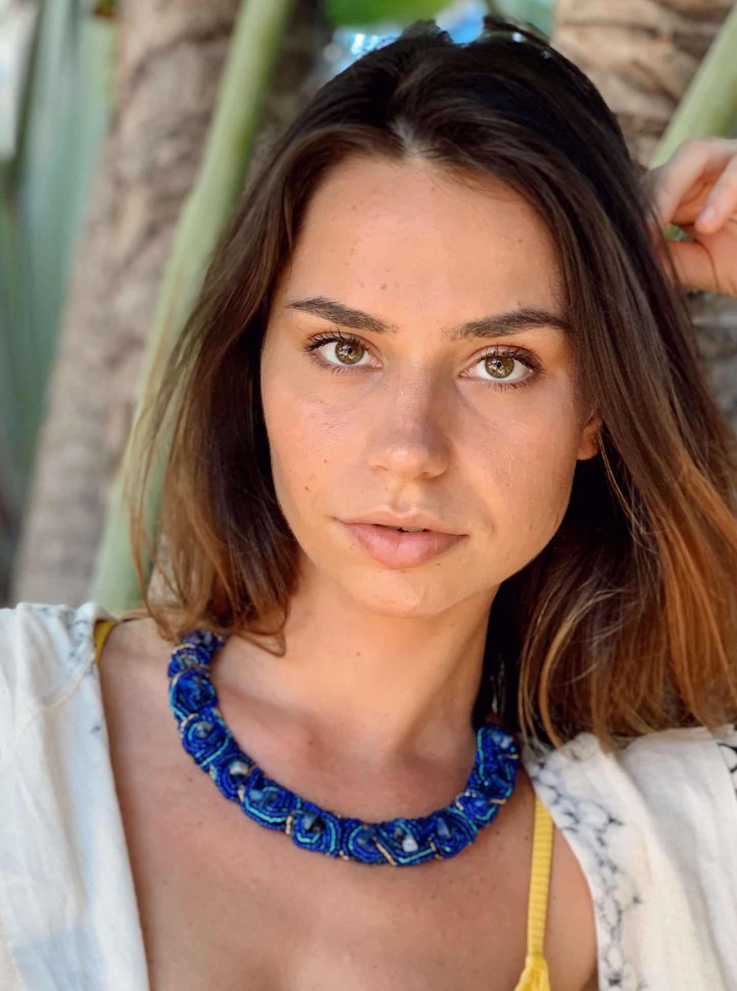 Bead Embroidery Van Gogh Necklace by Seyyah Inspired by "Starry Night"