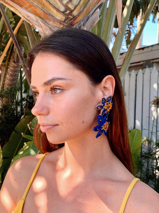 Bead Embroidery Olivia Statement Earrings by Seyyah