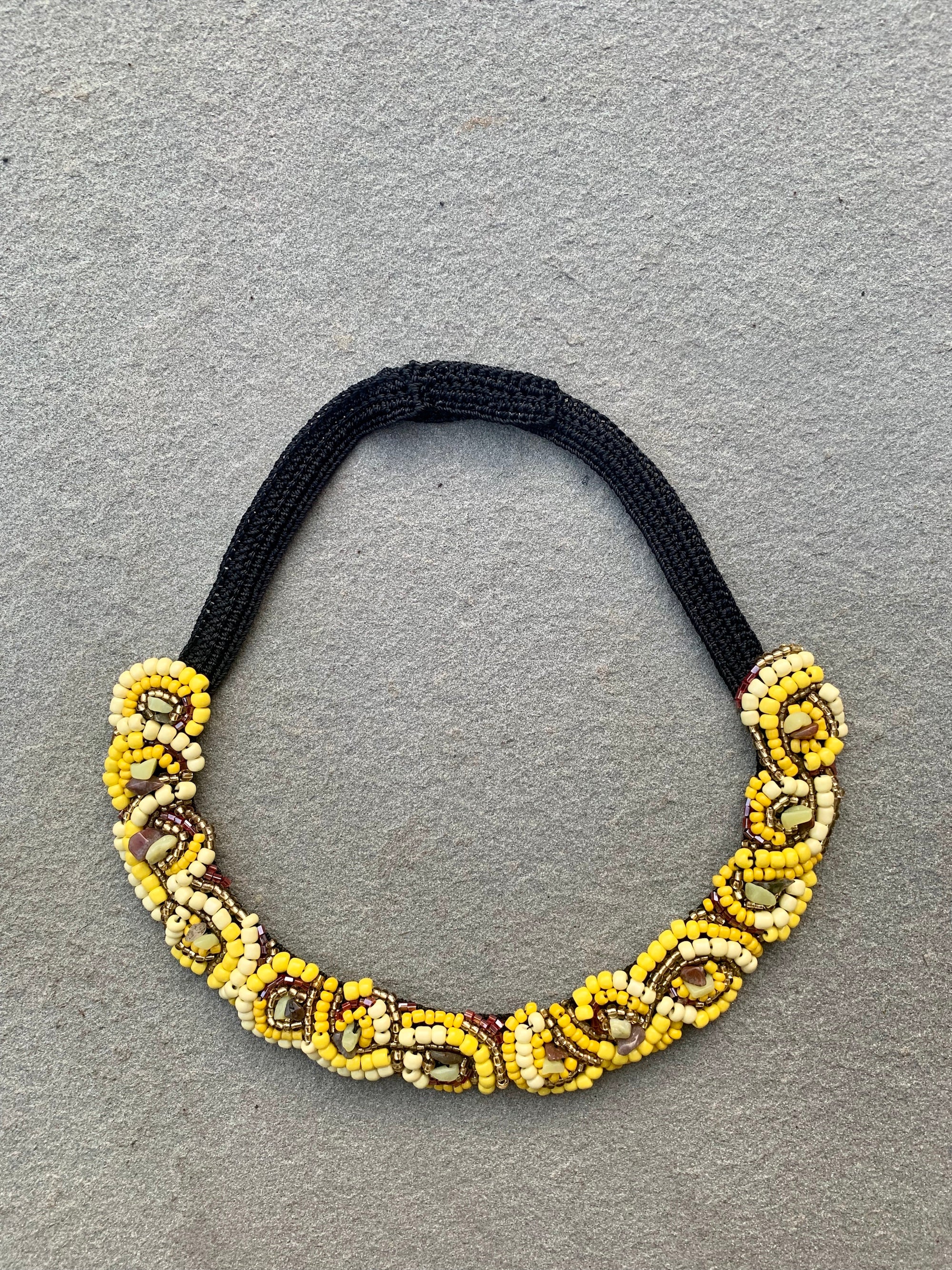 Bead Embroidery Van Gogh Necklace by Seyyah Inspired by "Wheat Field with a Reaper"