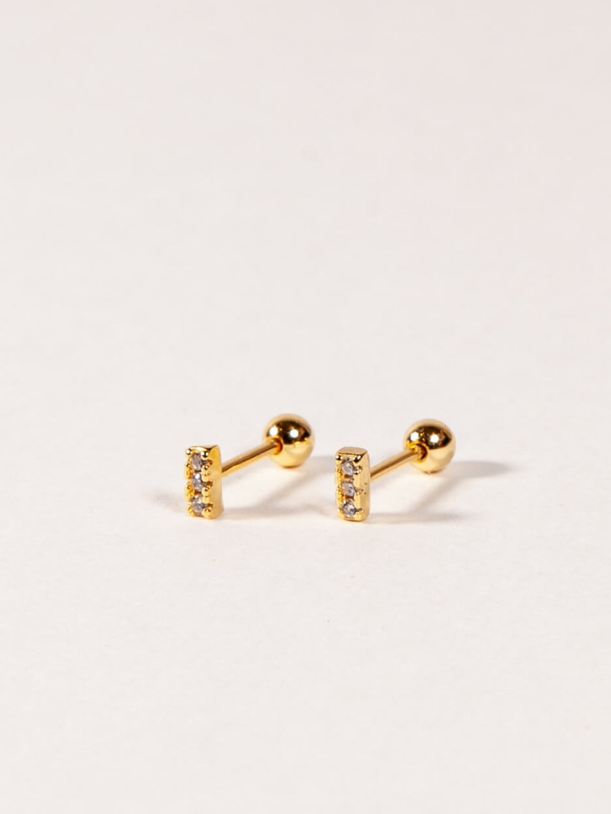 Mini Pave Bar Studs with Ball Backs