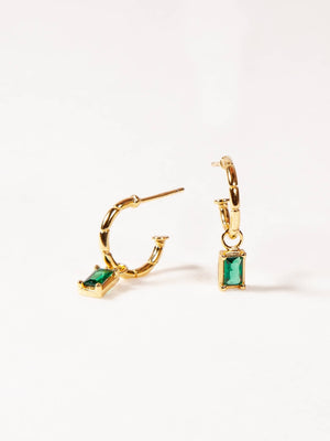 Emerald Charm Hoops