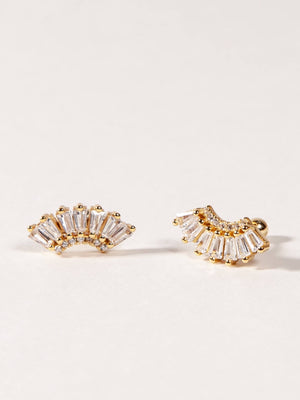 Crown Baguette Studs with Ball Back