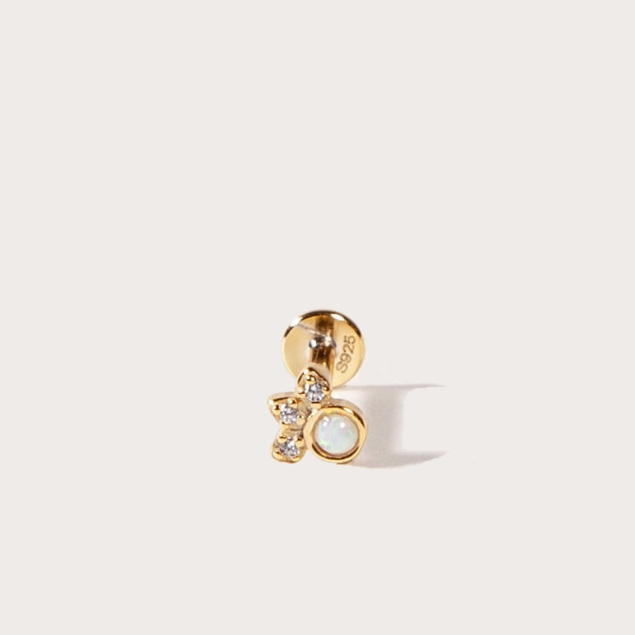 Gold Flatback Stud with a small round CZ on a white background