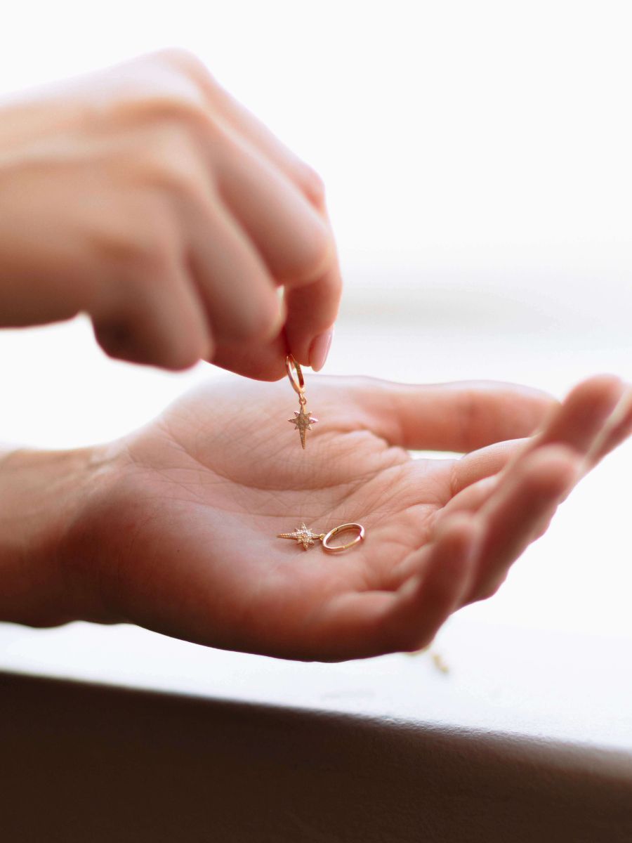 A hand holding a star shaped huggies