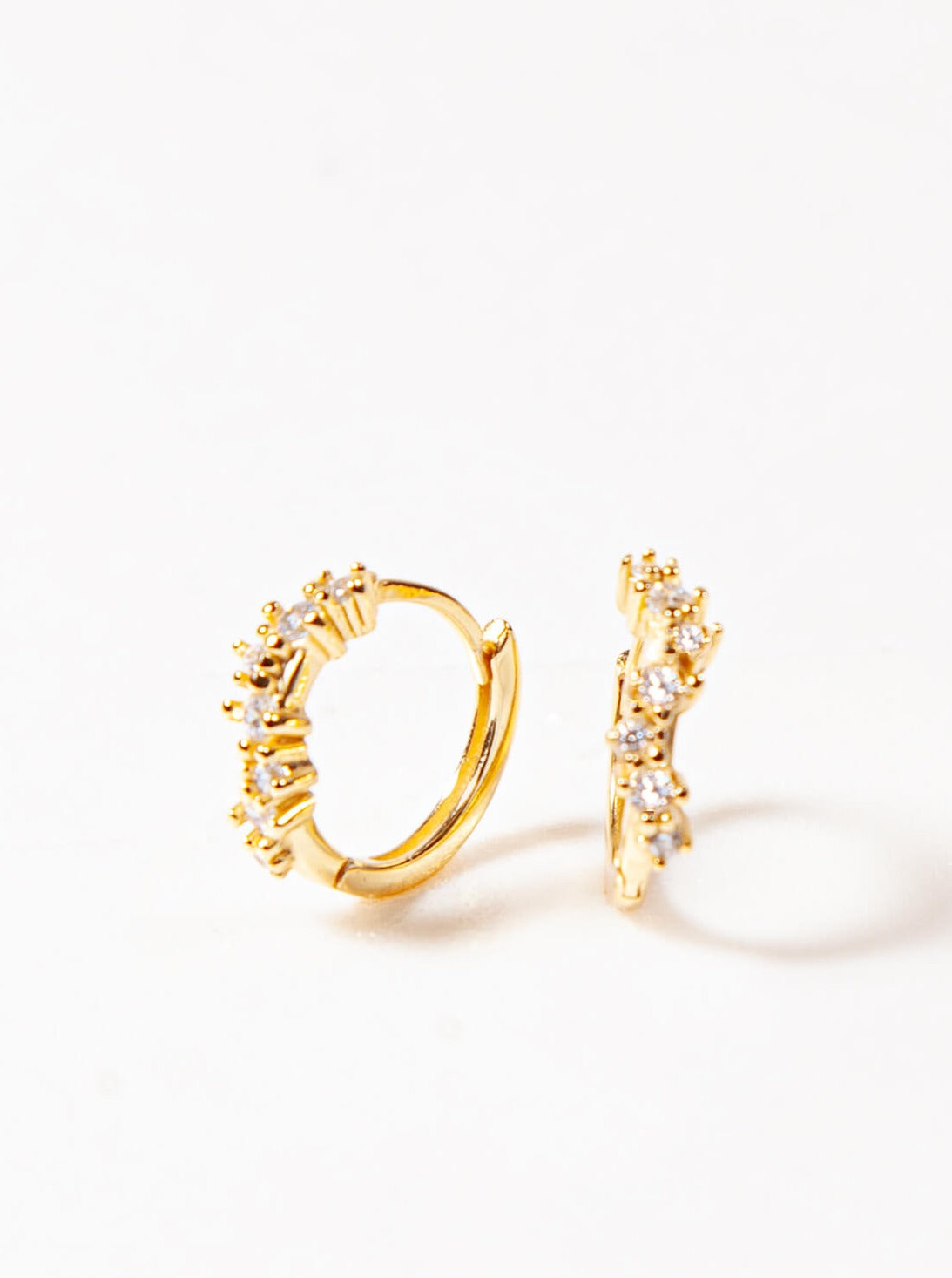 Wavy CZ 14K Gold over Silver Huggies