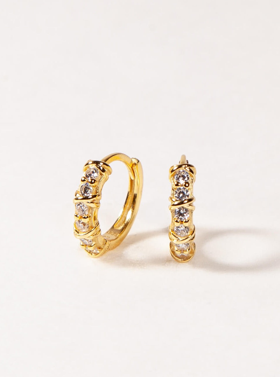 Twisted CZ Huggies 14K Gold over Sterling Silver