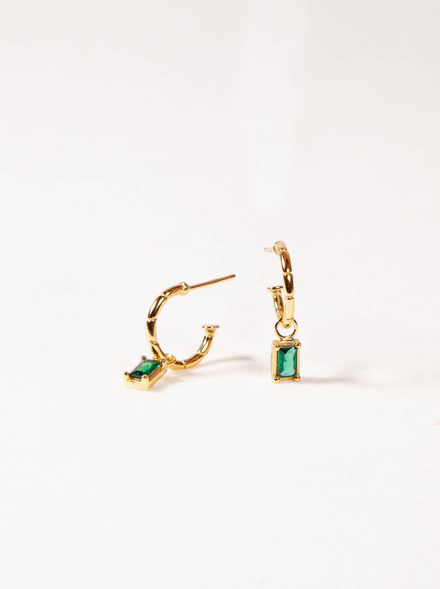 Emerald Charm Hoops