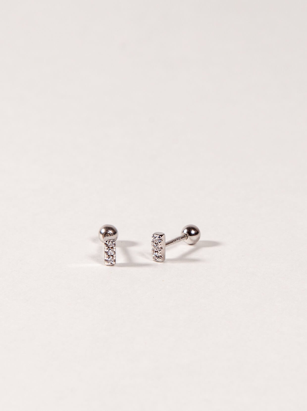 Mini Pave Bar Studs with Ball Backs