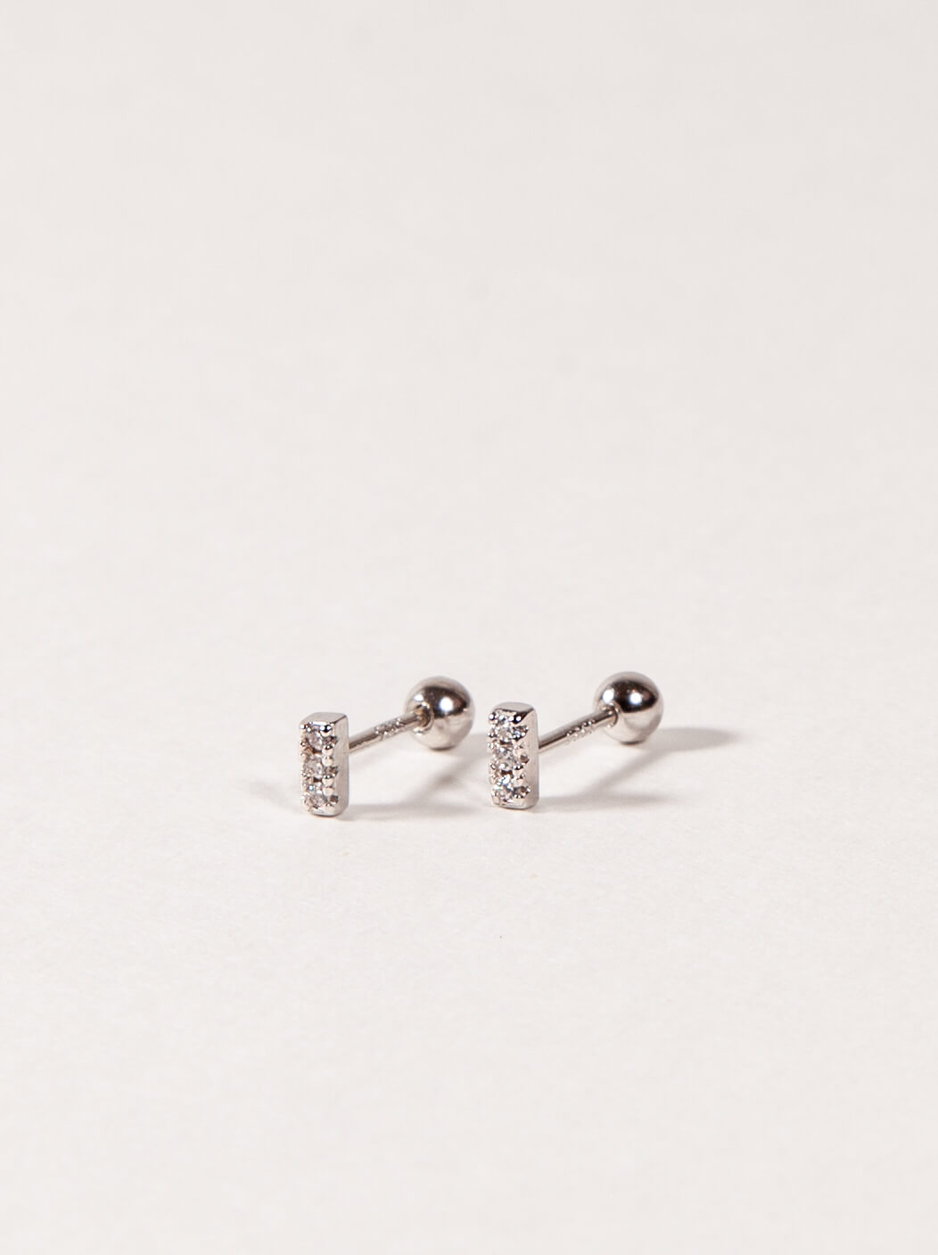 Mini Pave Bar Studs with Ball Backs