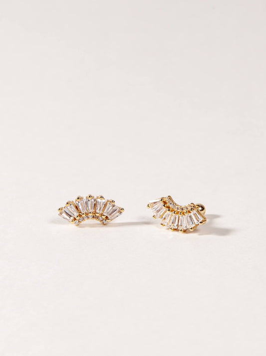 Crown Baguette Studs with Ball Back
