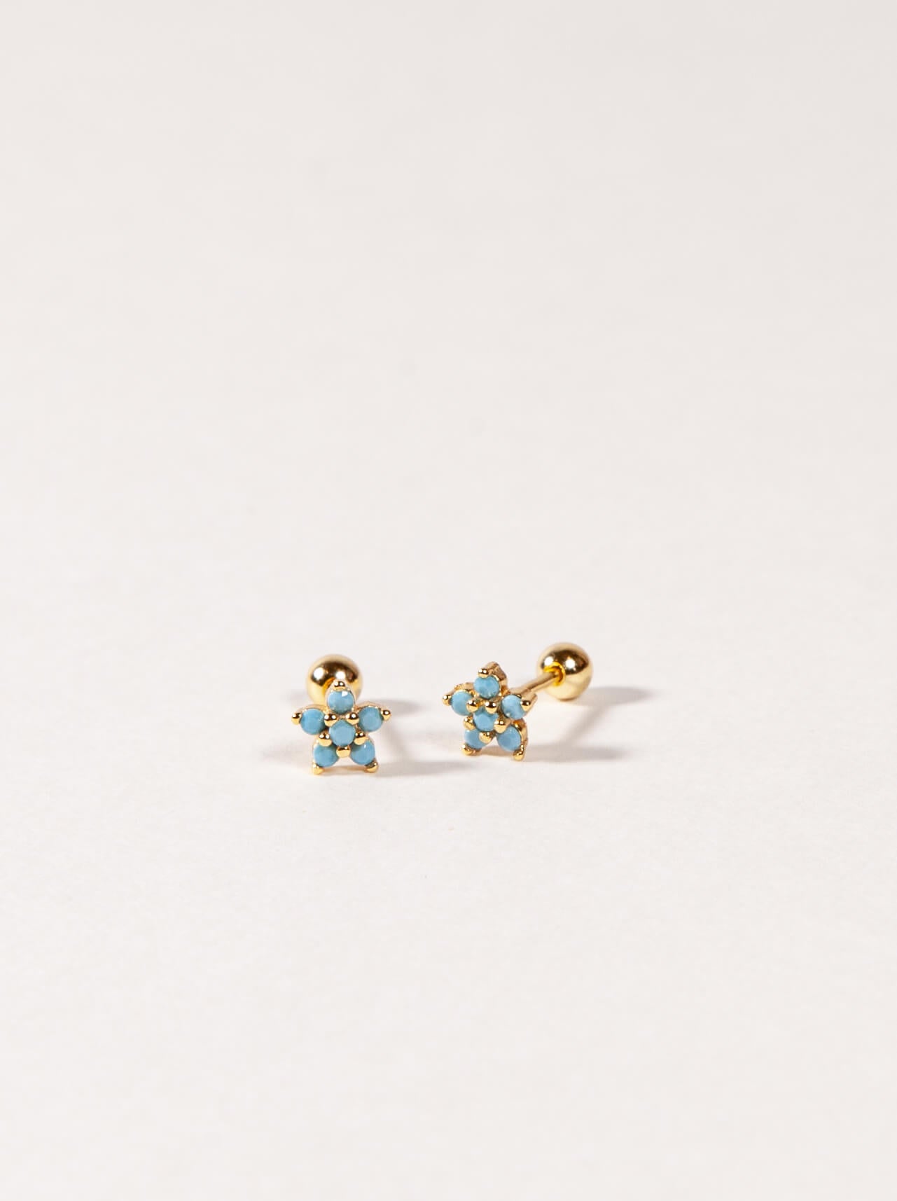 Turquoise Flower Studs with Ball Backs