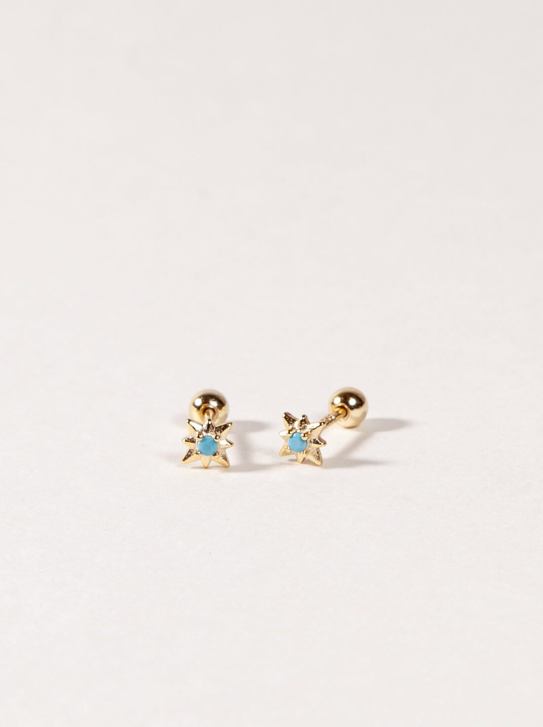 Turquoise CZ Star Studs with Ball Backs