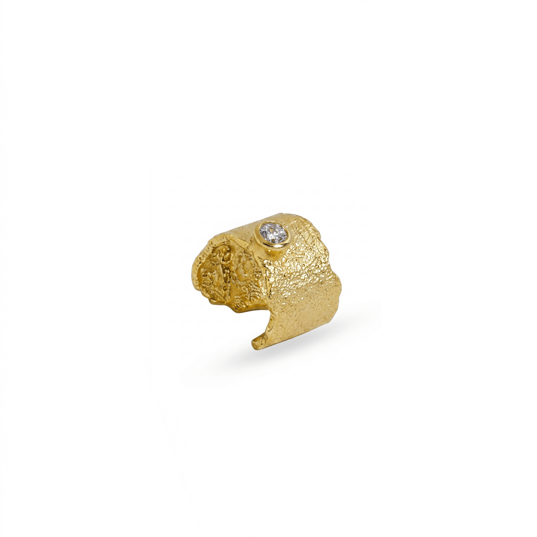 Textured Bezel Cuff in Gold