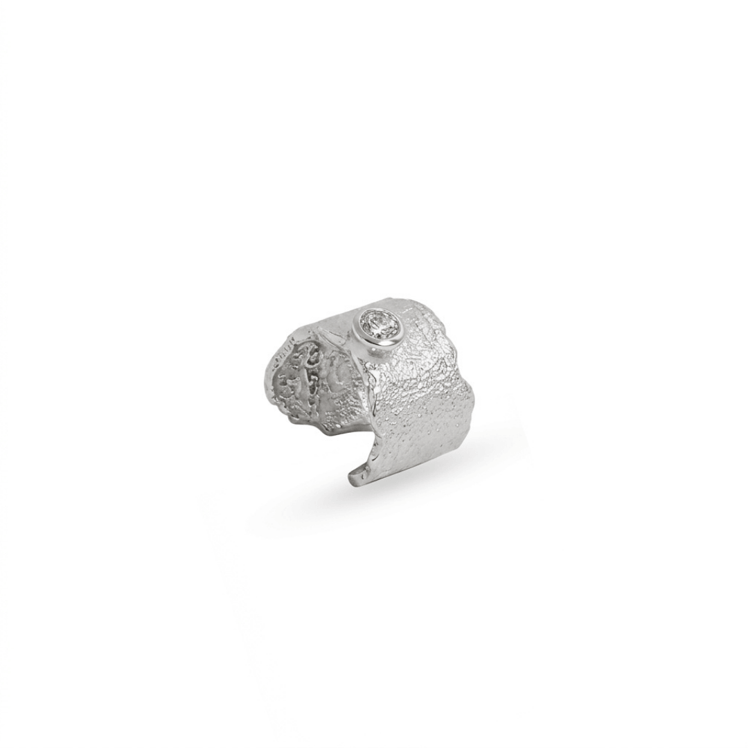 Textured Bezel Cuff in Sterling Silver