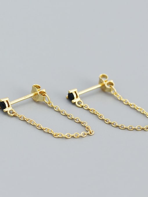 Tiny Studs with Chain Black