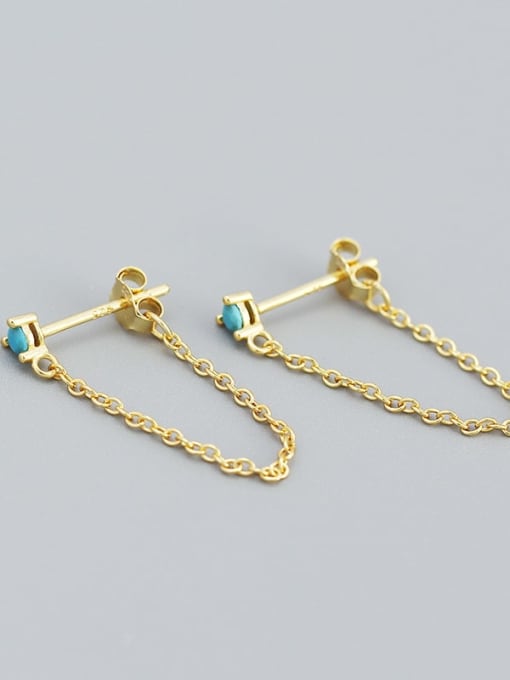 Tiny Studs with Chain Turquoise