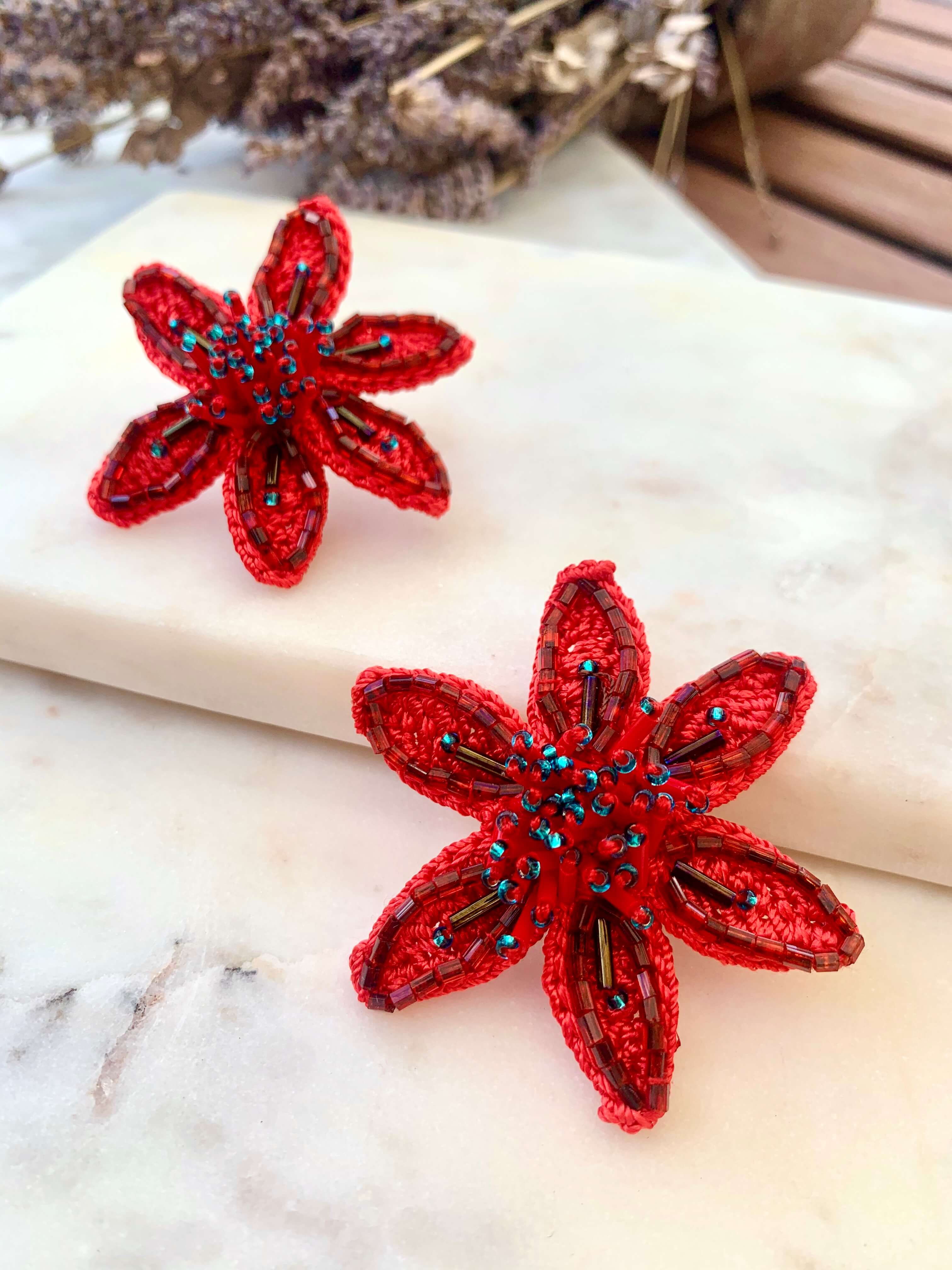 Bead Embroidery Mini Olivia Statement Earrings by Seyyah