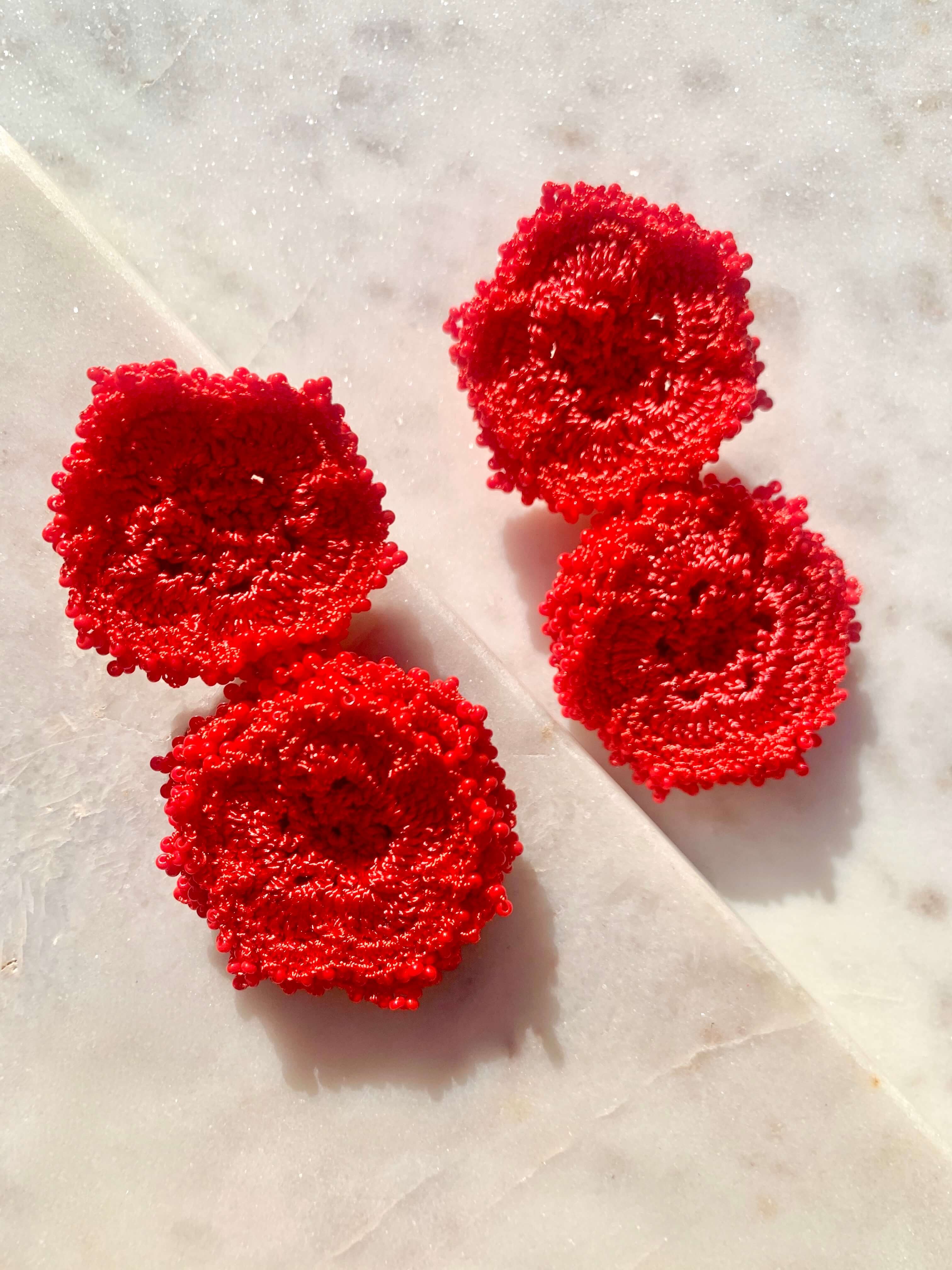 Bead Embroidery Rosie Statement Earrings by Seyyah