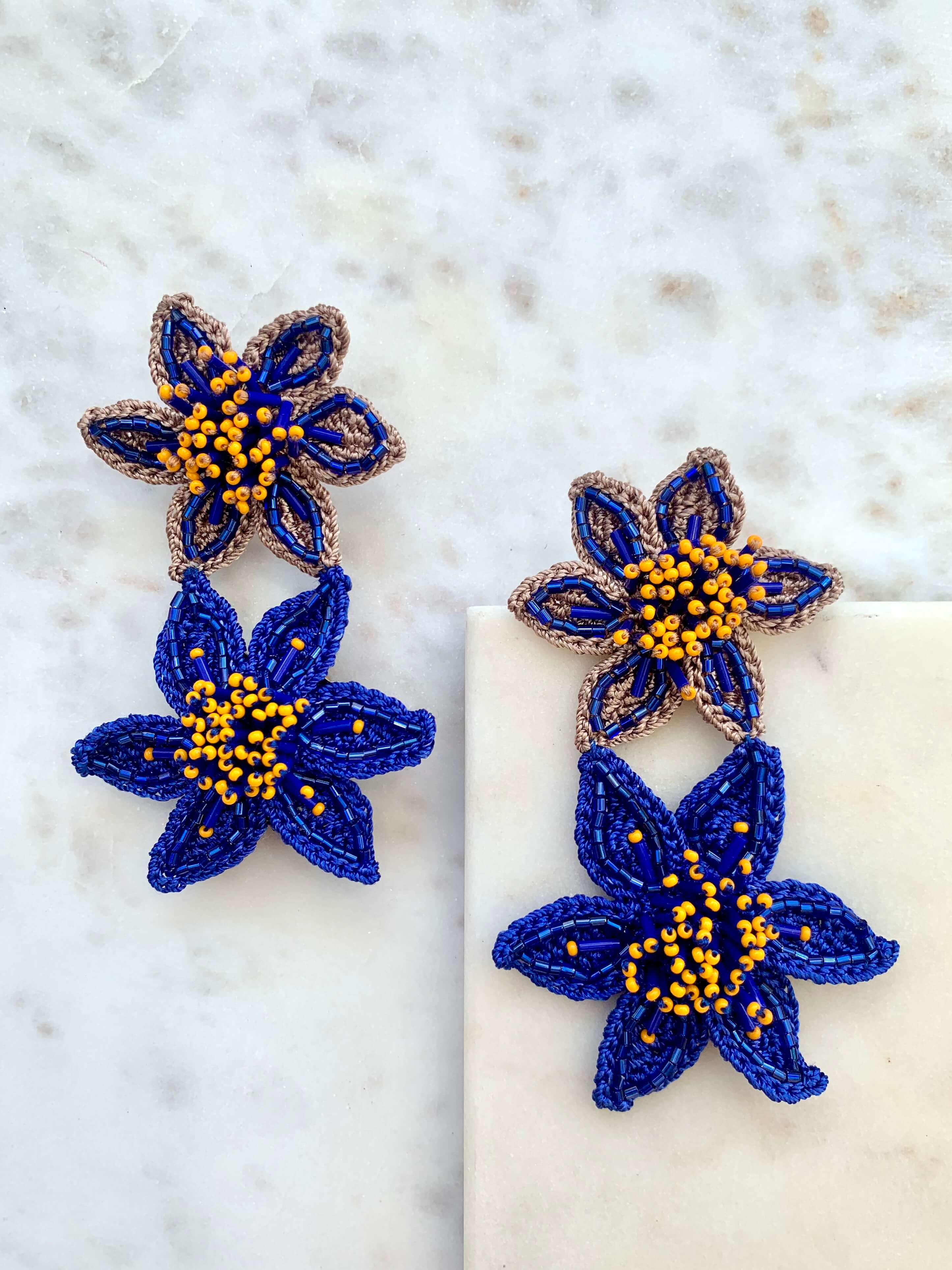 Bead Embroidery Olivia Statement Earrings by Seyyah