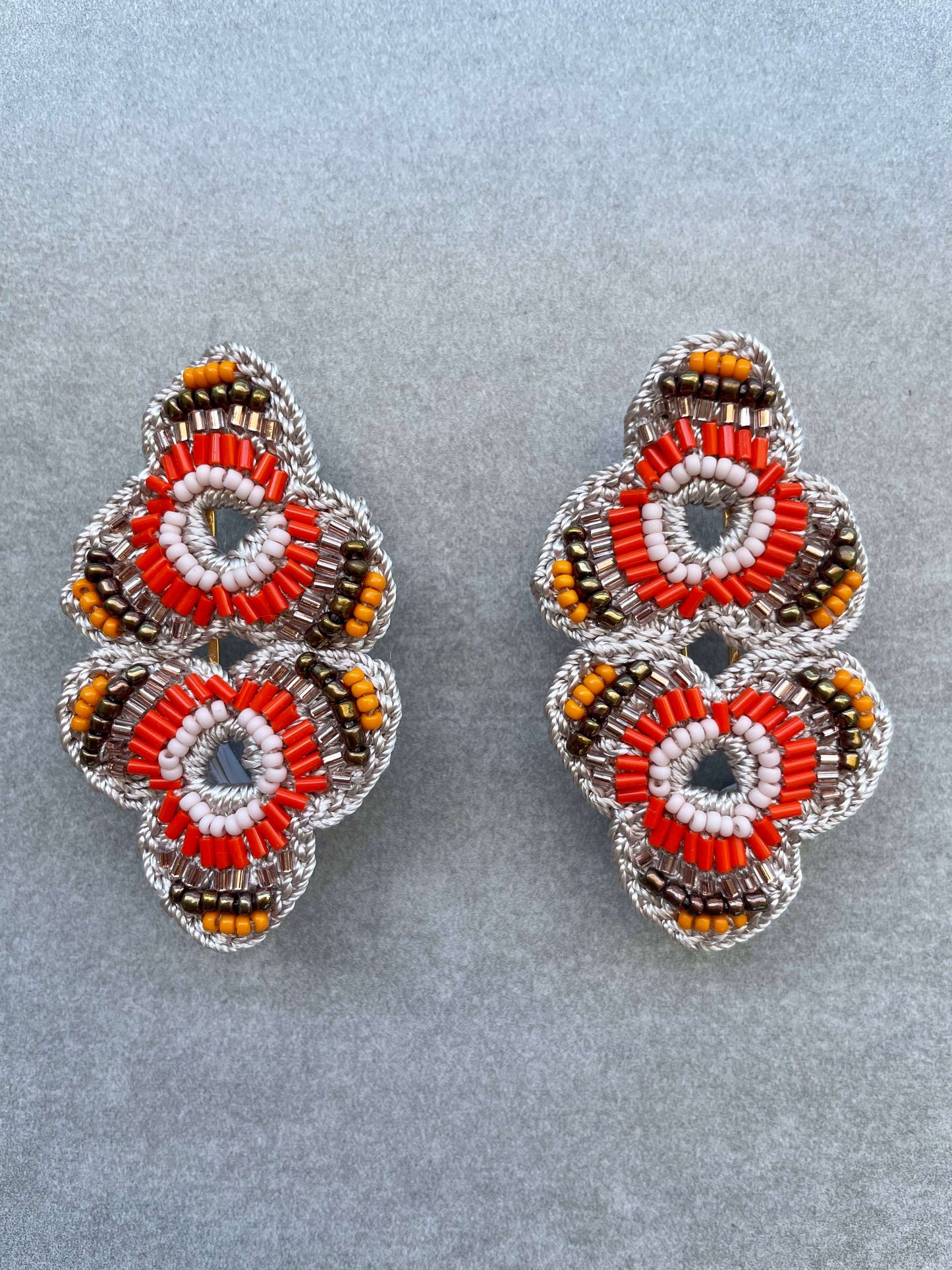 Bead Embroidery Crochet Clover Earrings by Seyyah