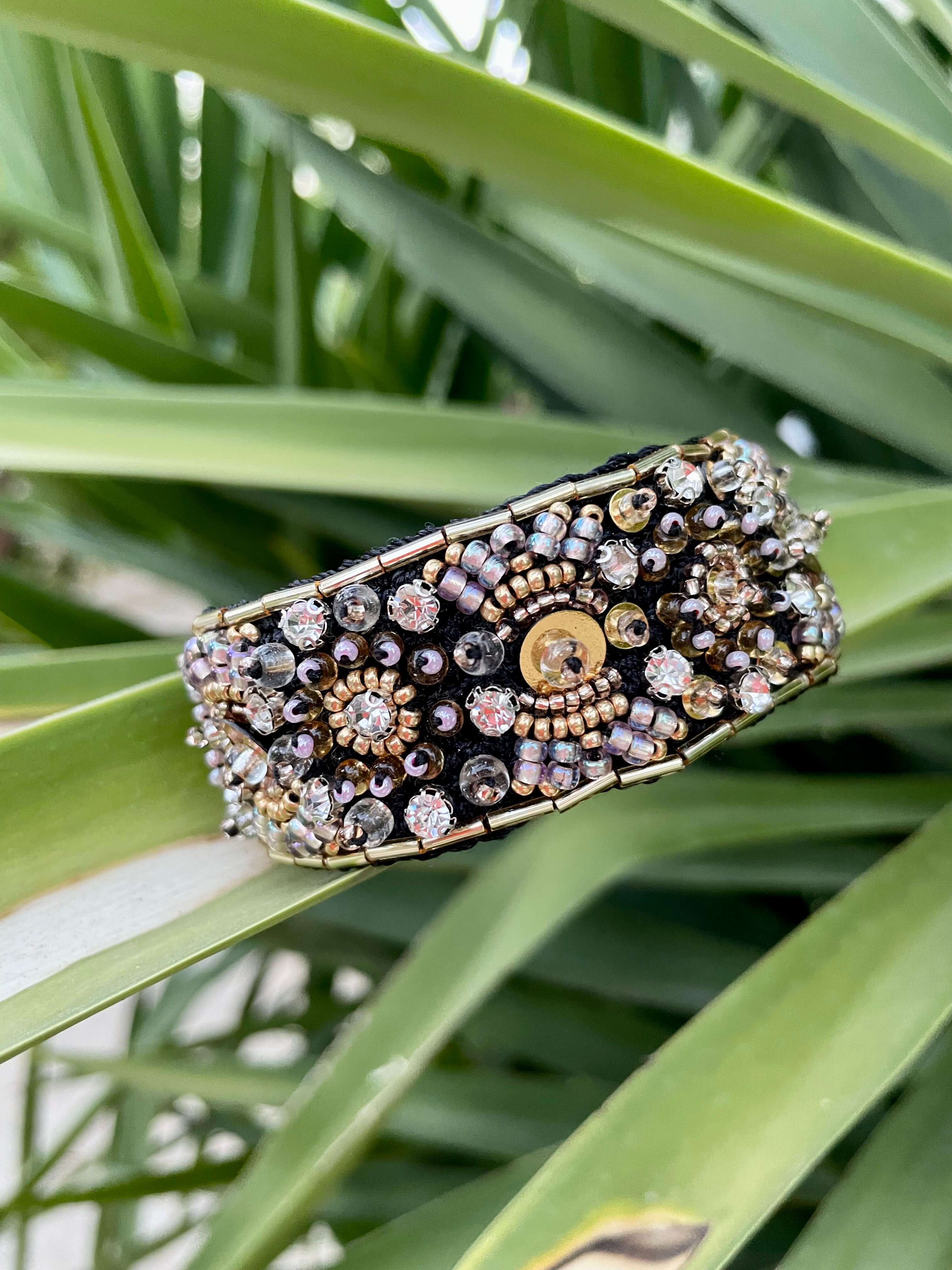 Pirilti Bead Embroidery Handmade Bracelet in Black