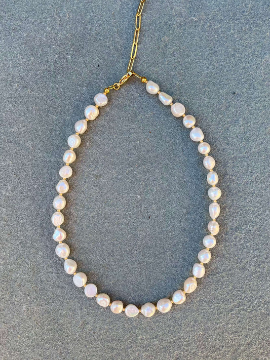 Pearl and Seed Bead Mia Necklace by Seyyah