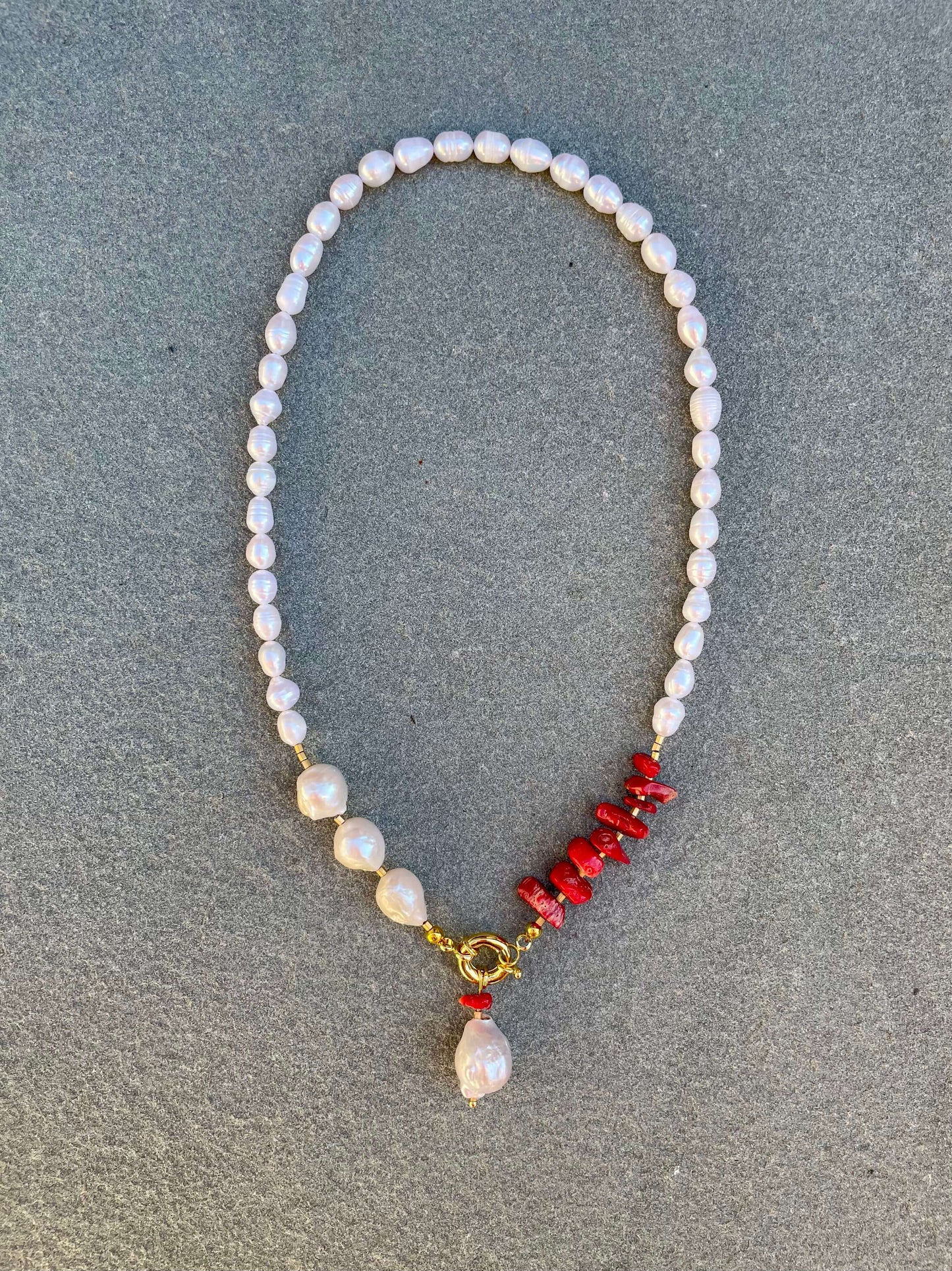 Pearl and Coral Necklace by Seyyah