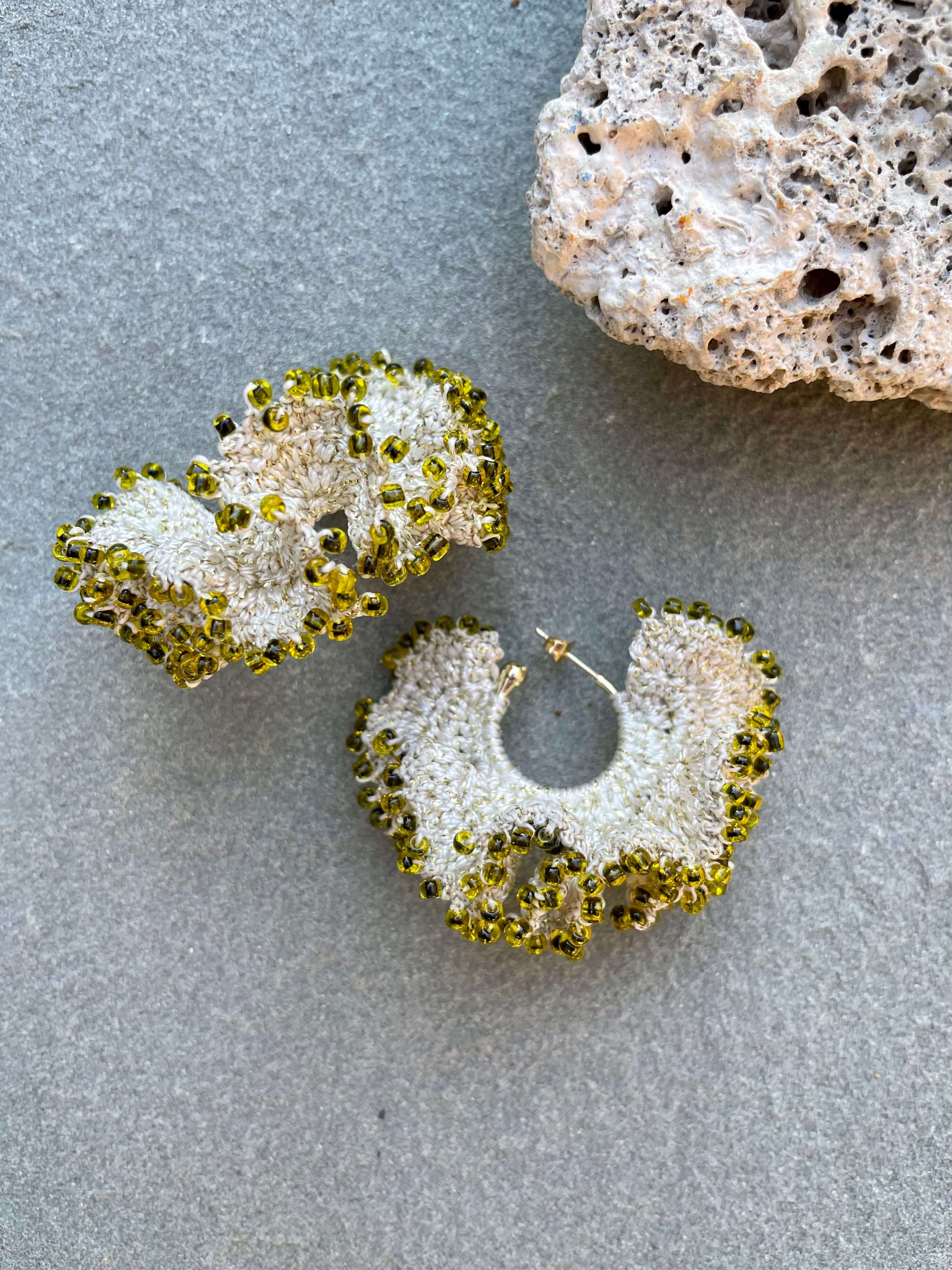 Mini Flamenco Earrings in Beige