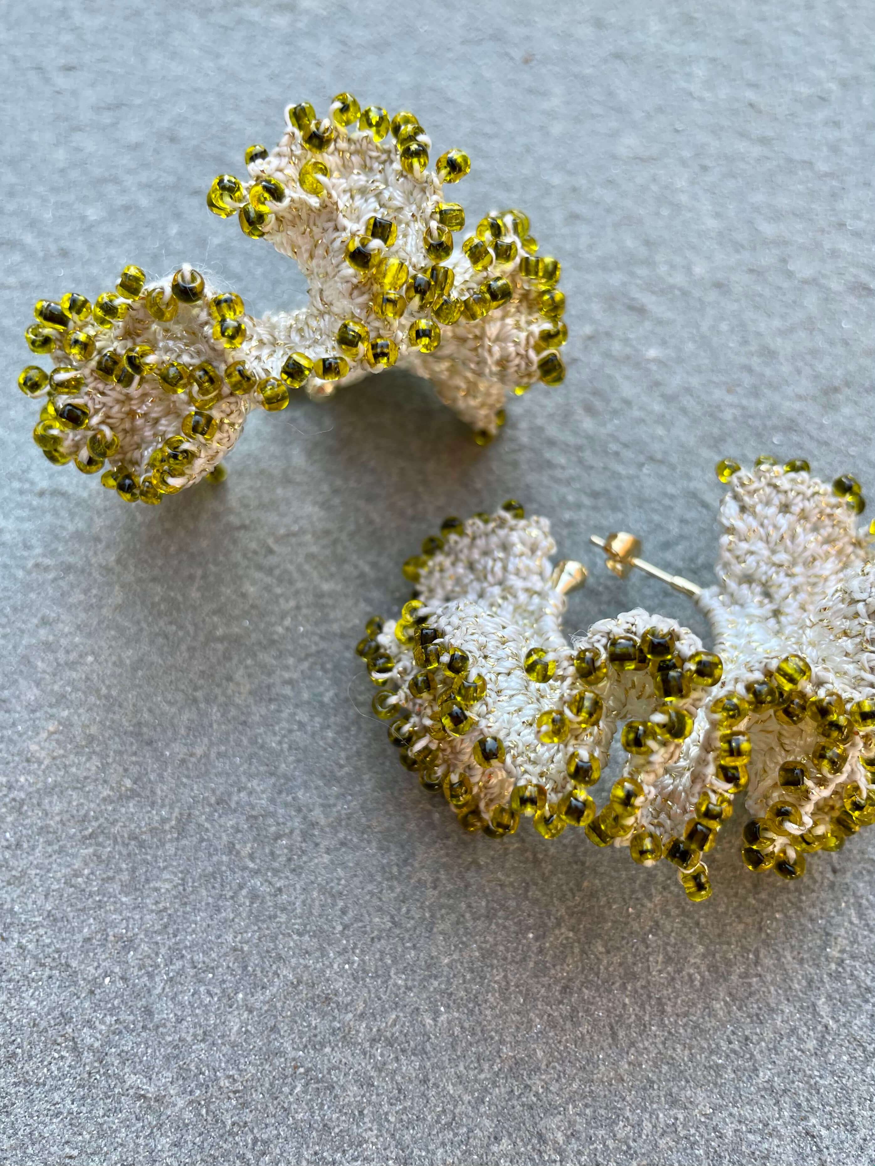 Mini Flamenco Earrings in Beige