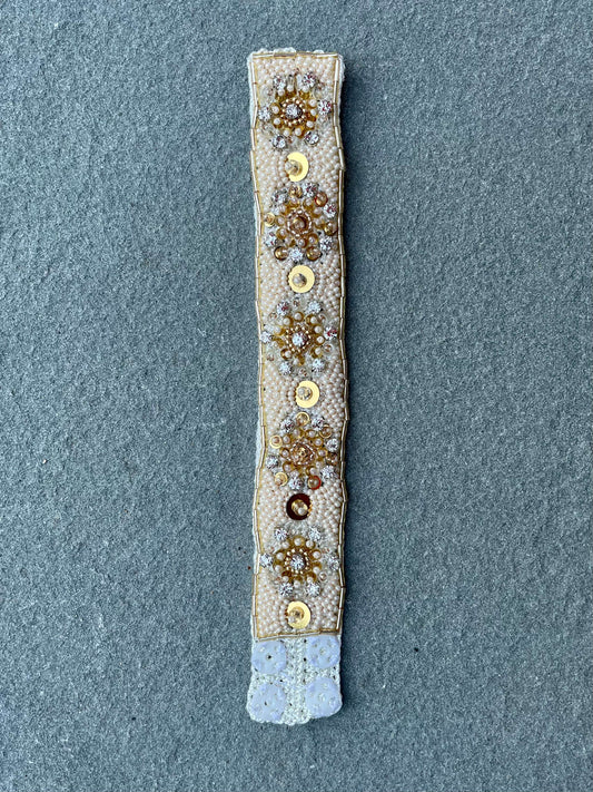 Pirilti Bead Embroidery Handmade Bracelet in Beige