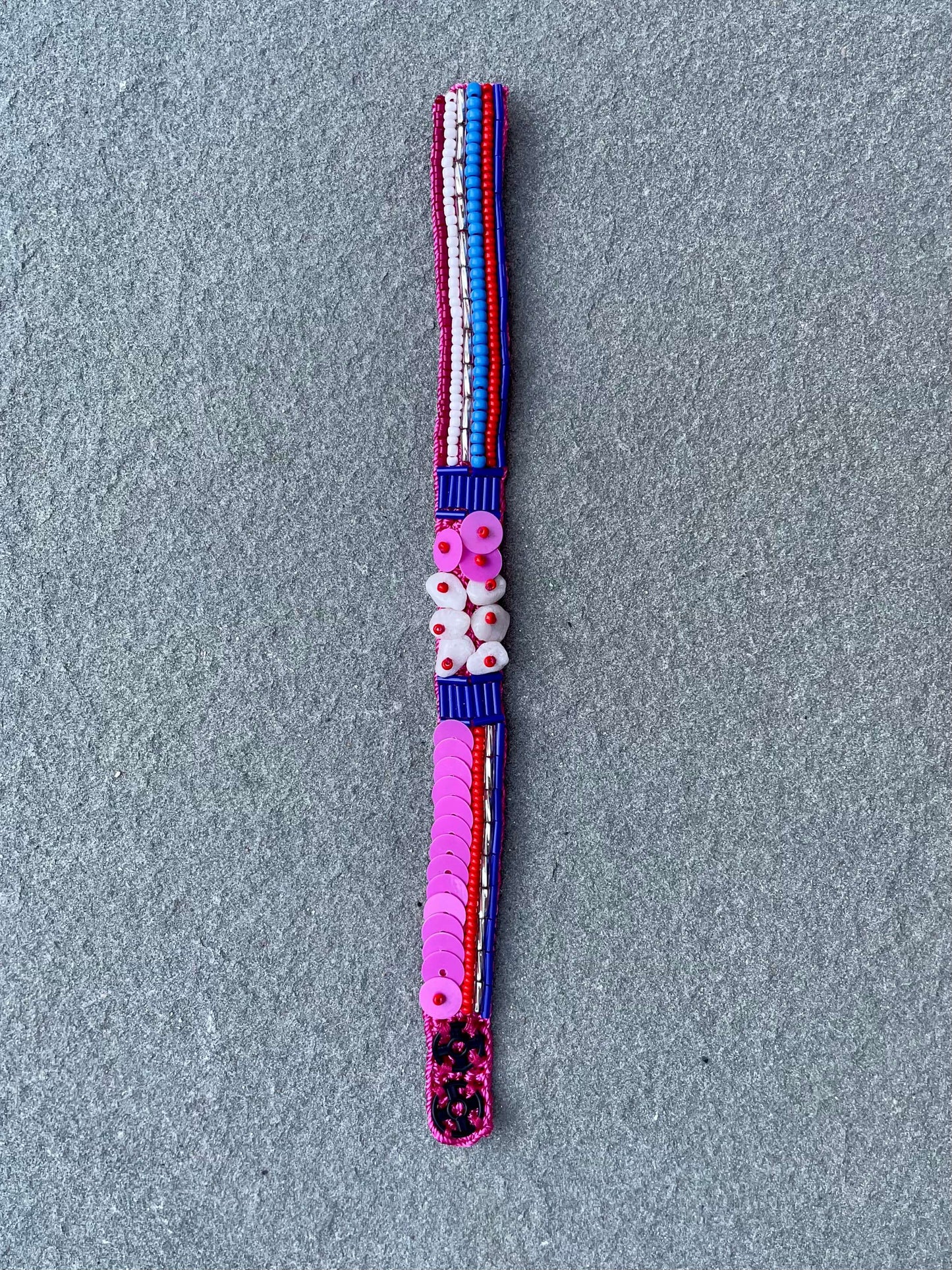 Arya Bead Embroidery Handmade Bracelet in Pink