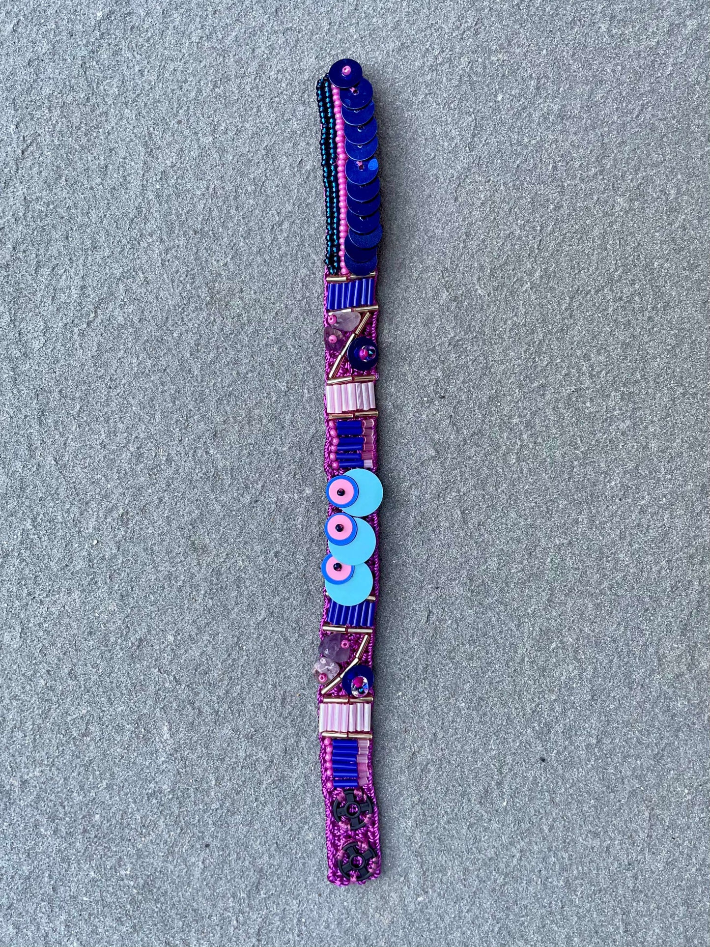 Purple Bead Embroidery Bracelet by Seyyah