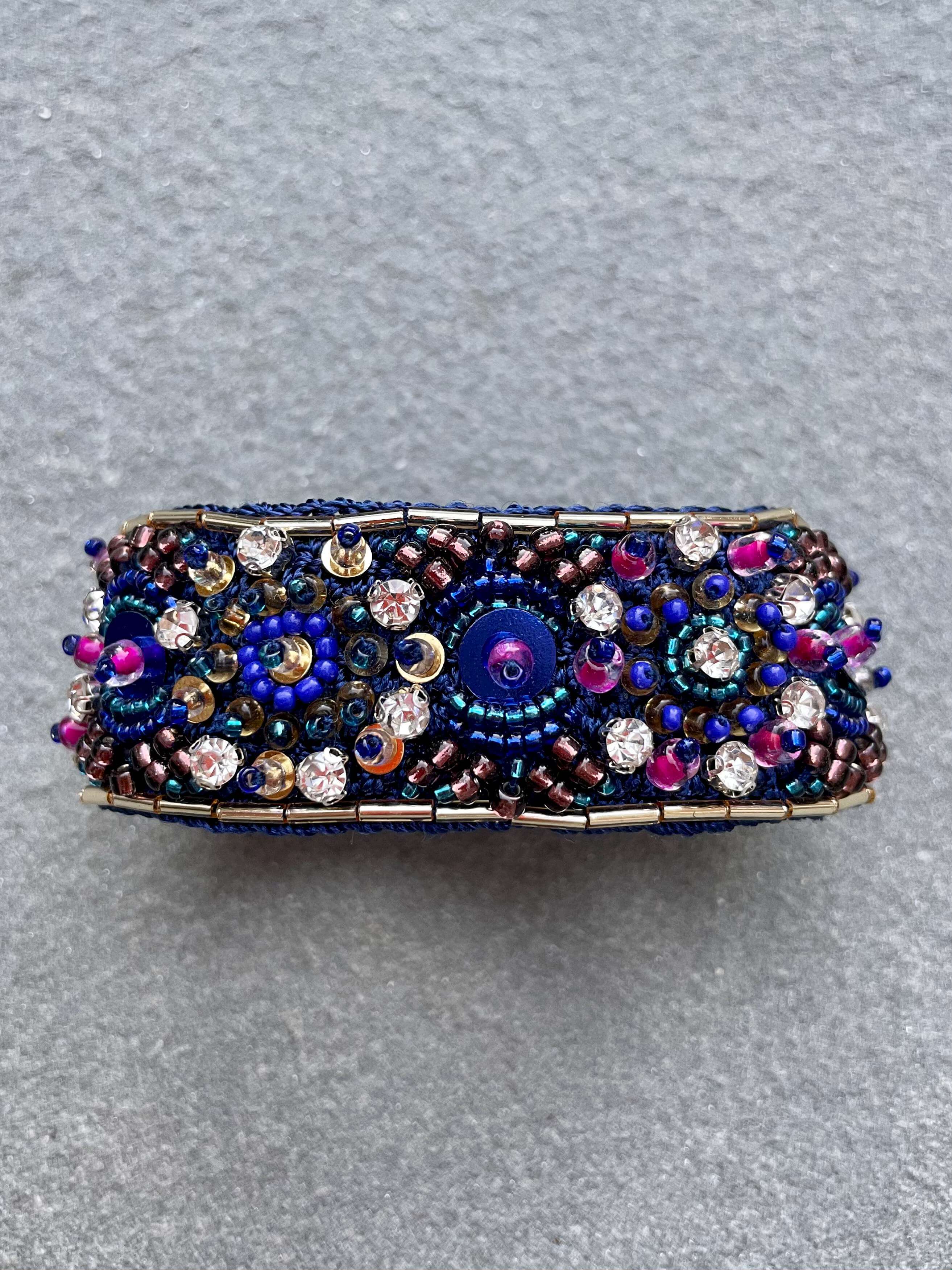 Pirilti Bead Embroidery Handmade Bracelet in Night Blue